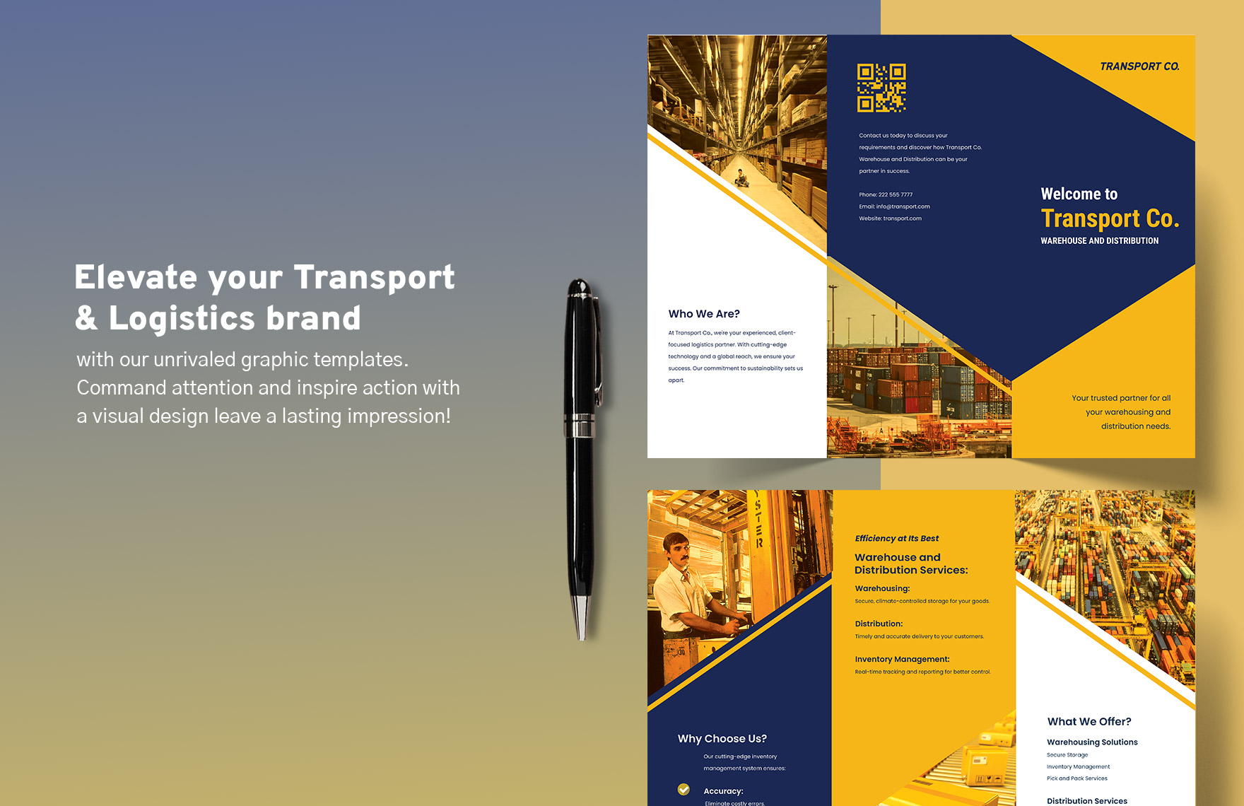 Transport and Logistics Warehouse and Distribution Brochure Template