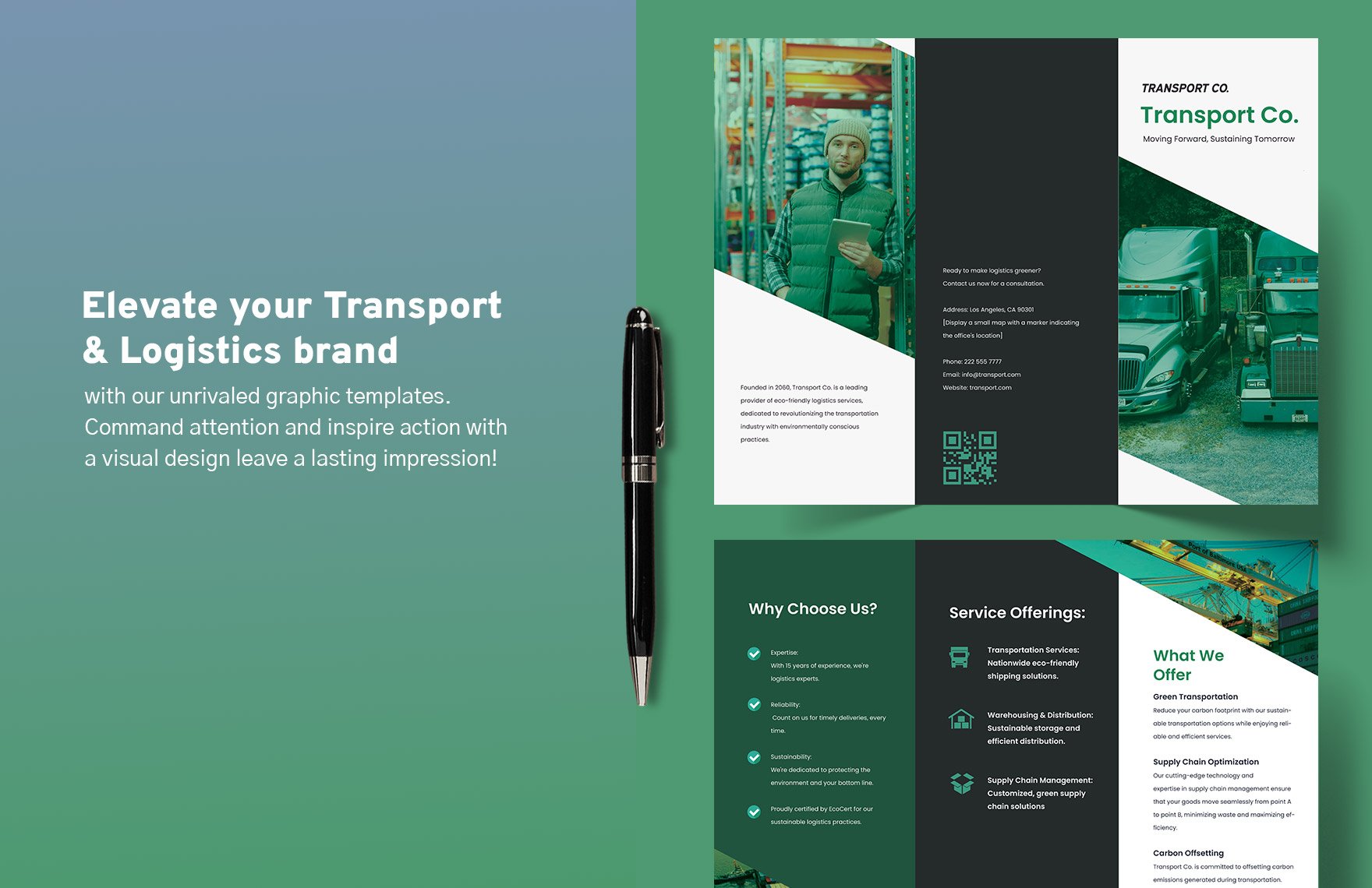 Transport and Logistics EcoFriendly Logistics Brochure Template