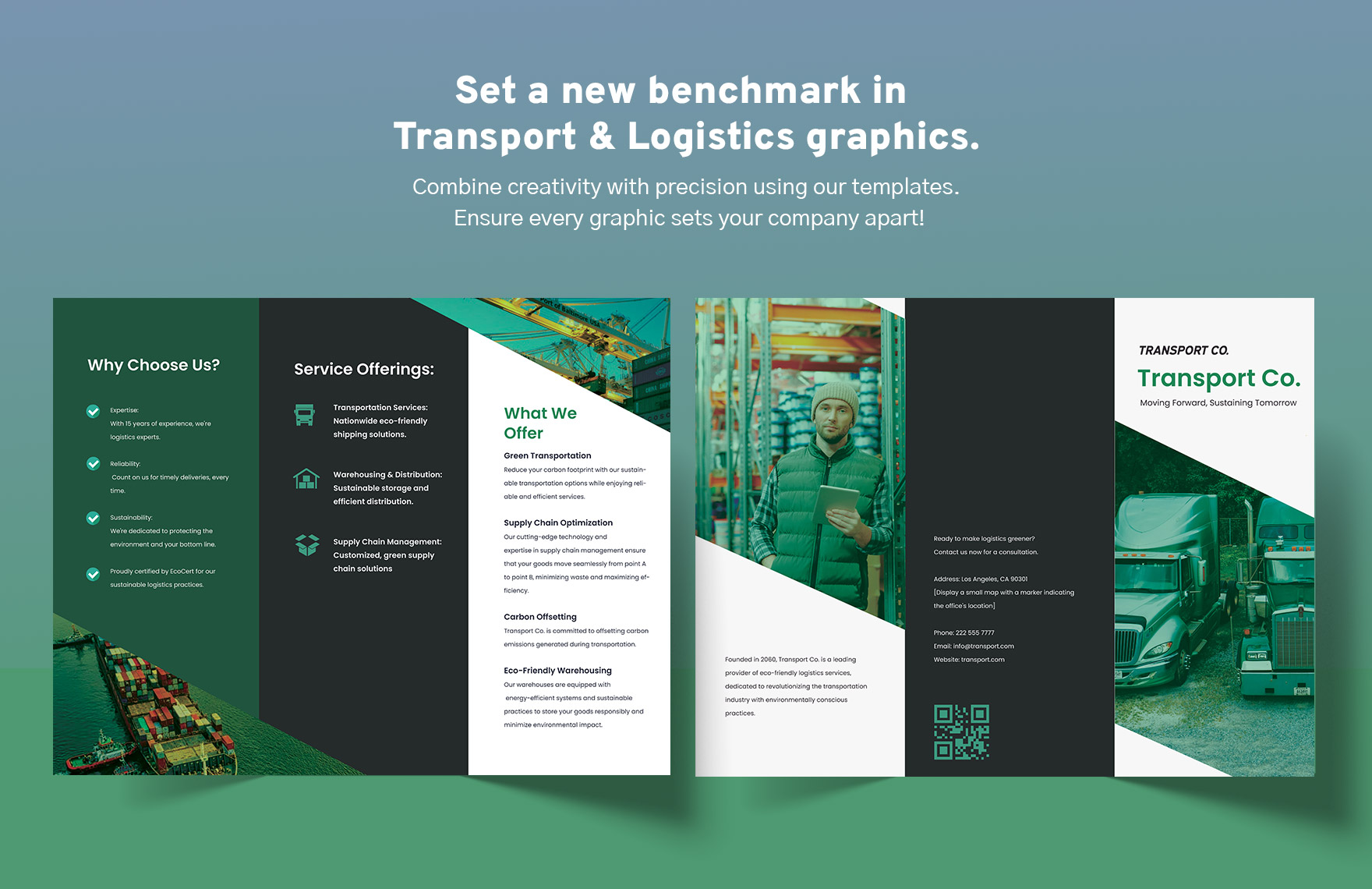 Transport and Logistics Eco-Friendly Logistics Brochure Template