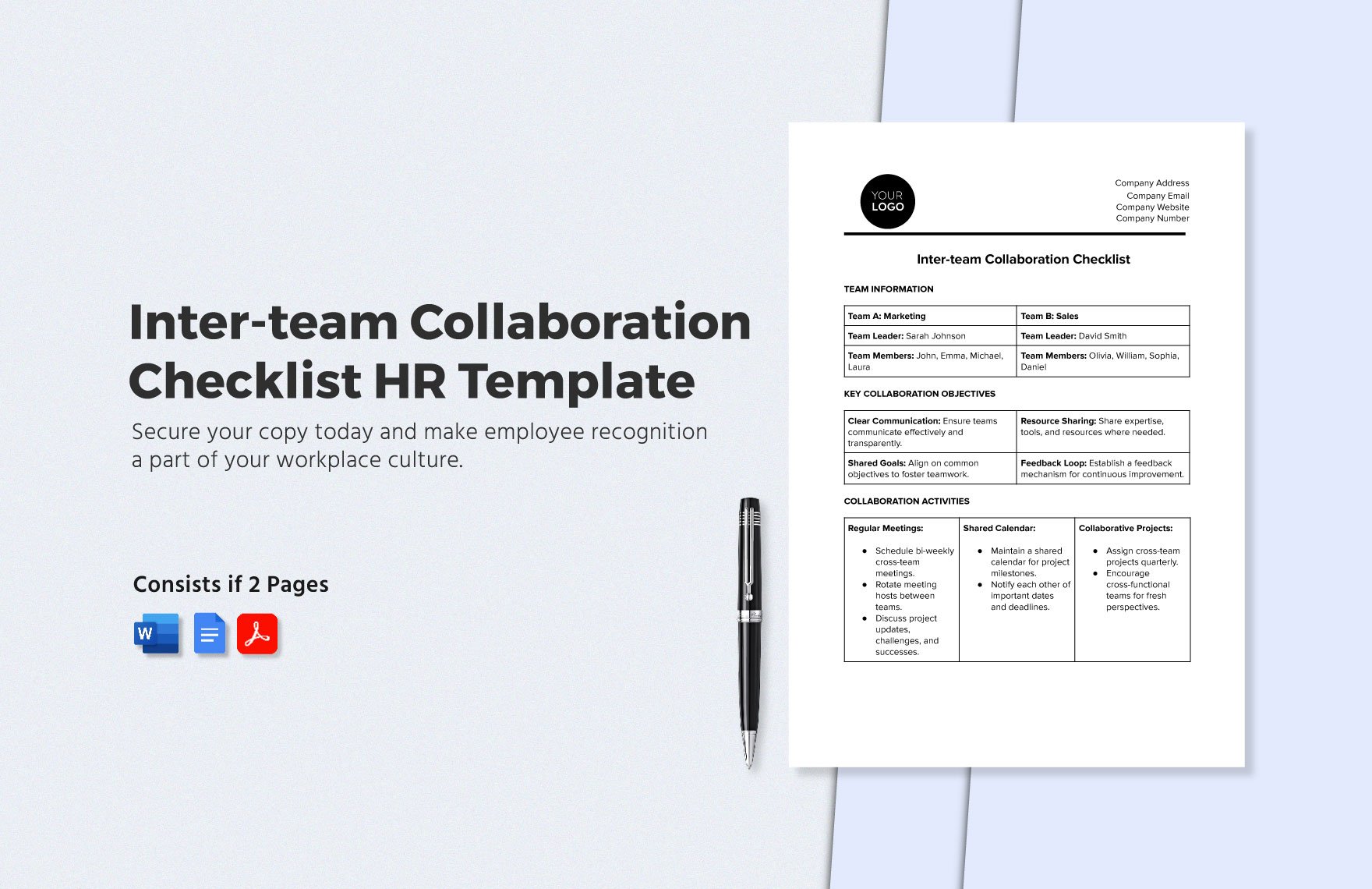 Inter-team Collaboration Checklist HR Template
