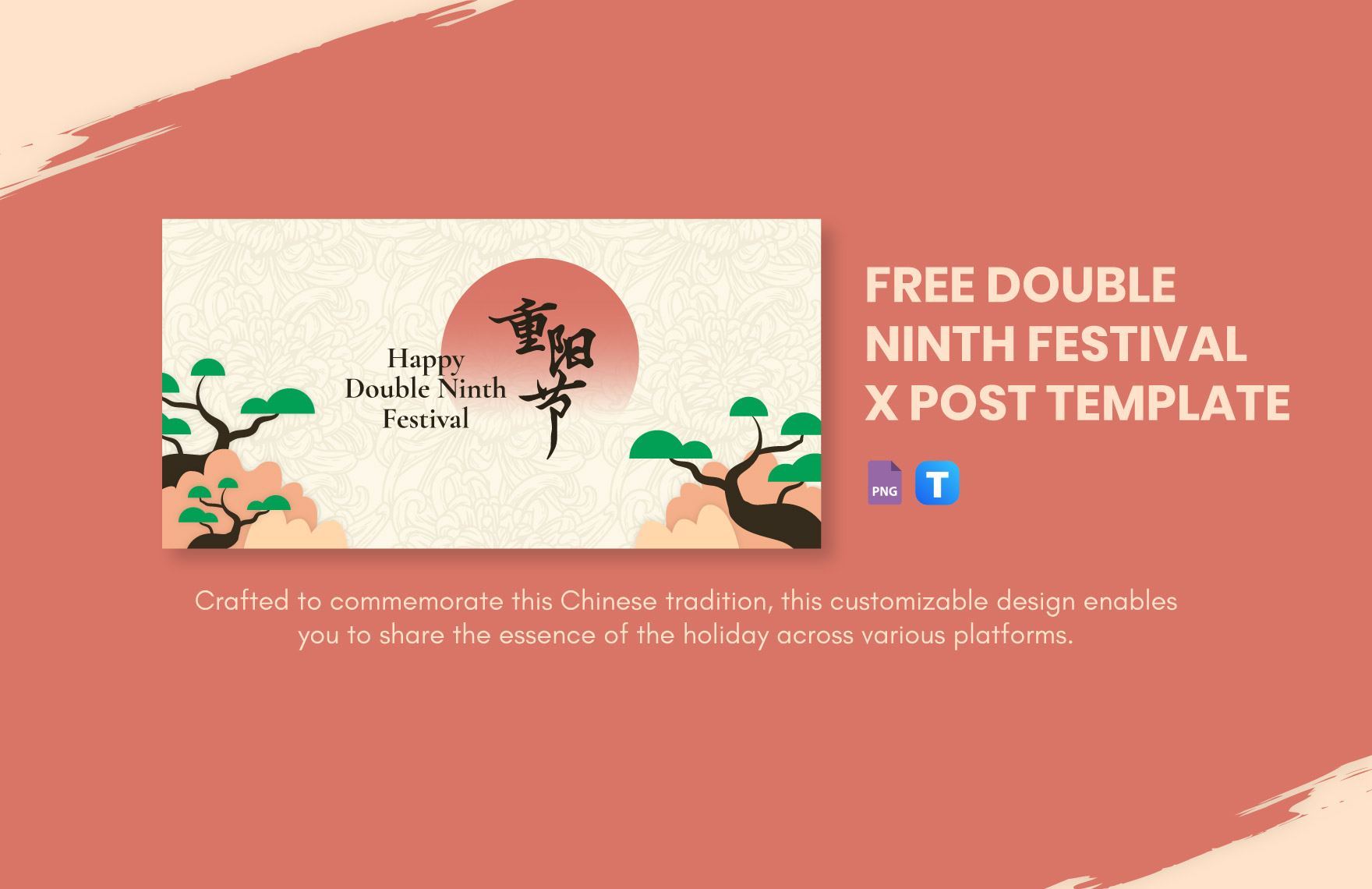 Free Double Ninth Festival X Post Template in PNG