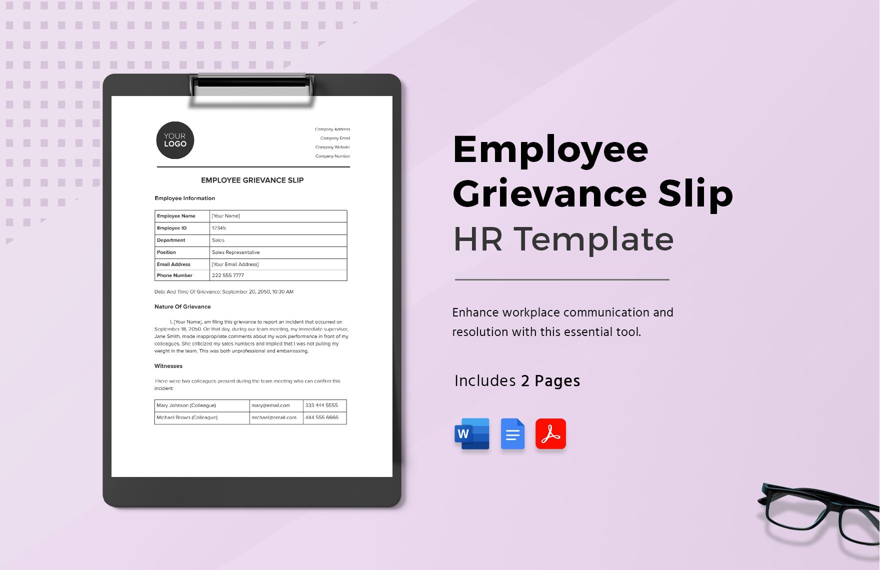 Employee Grievance Slip HR Template in Word, Google Docs, PDF