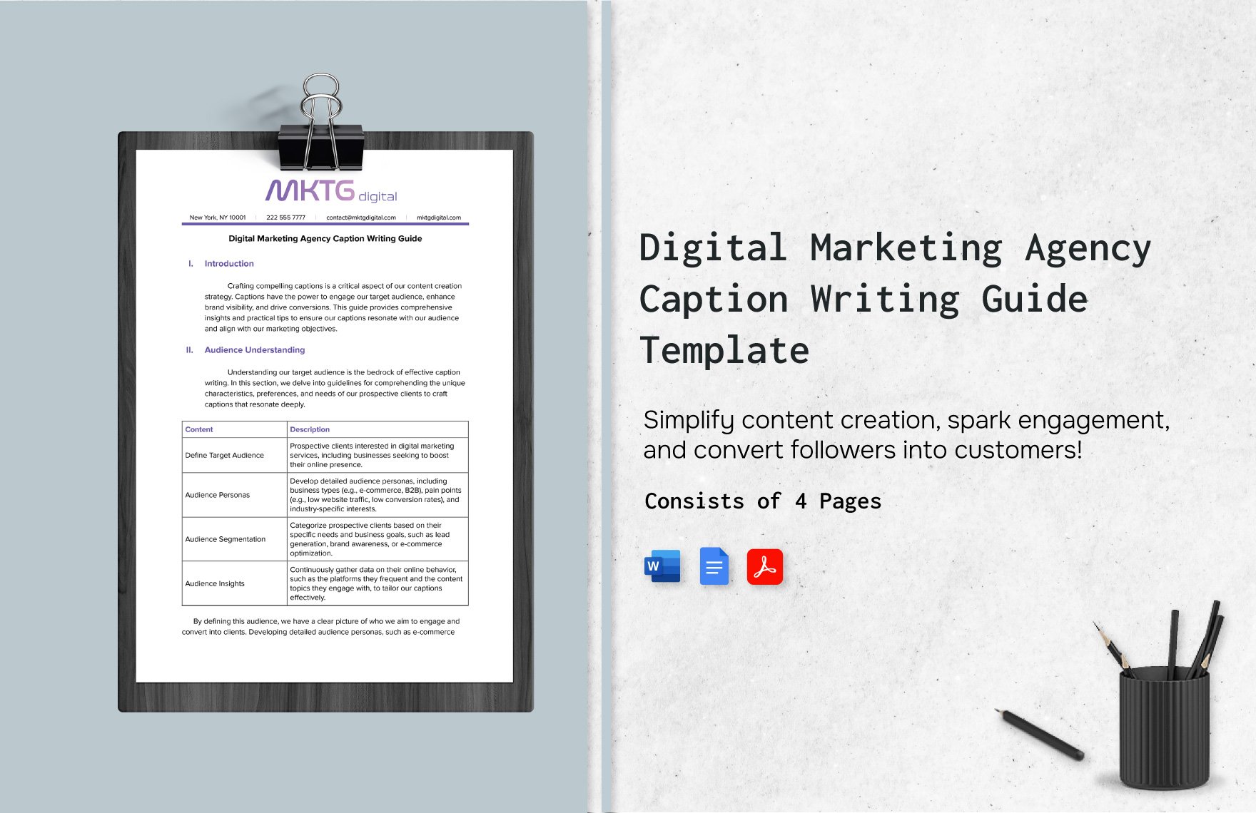 Digital Marketing Agency Caption Writing Guide Template in Word, Google Docs, PDF
