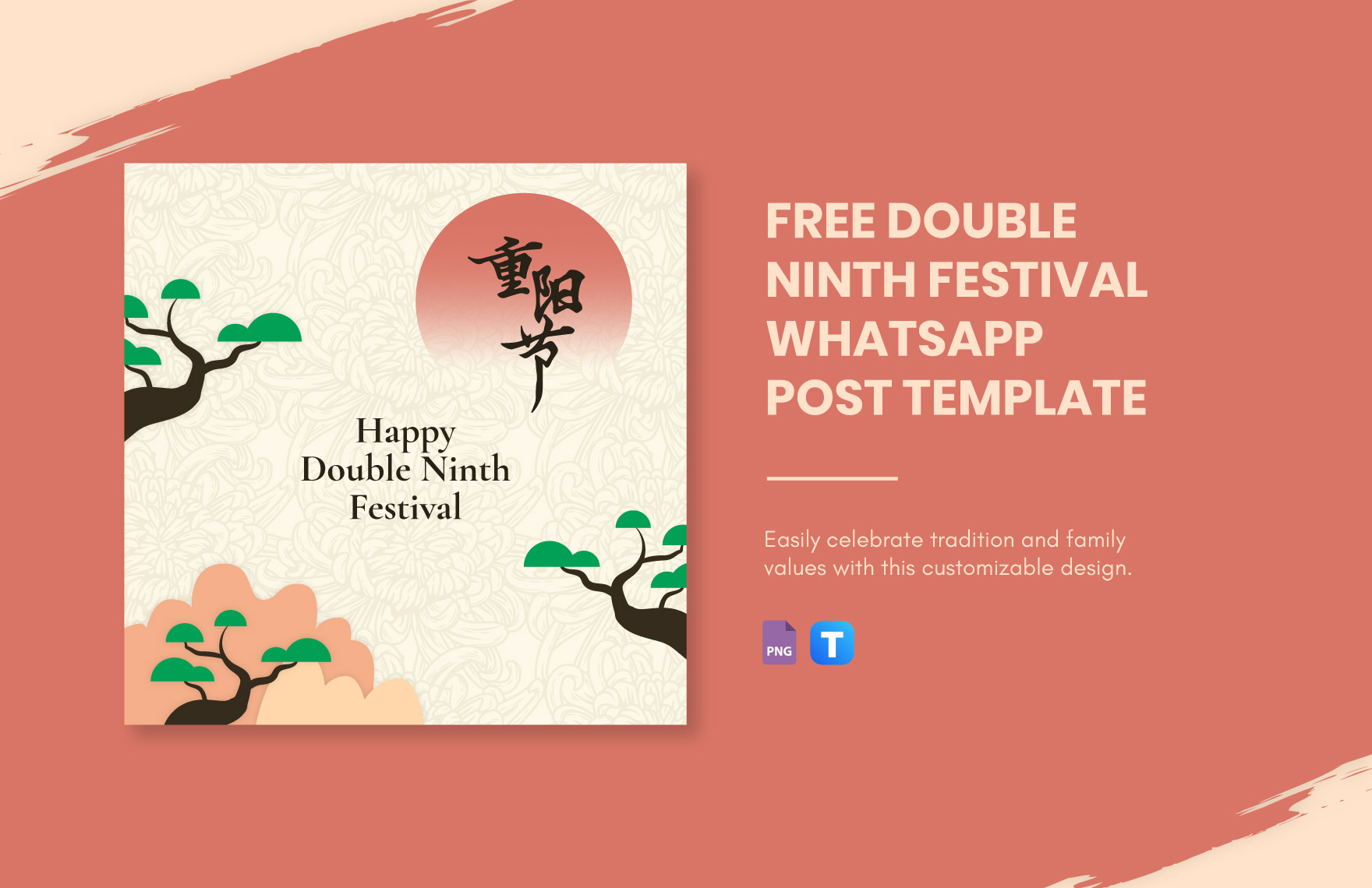 Free Double Ninth Festival WhatsApp Post Template in PNG