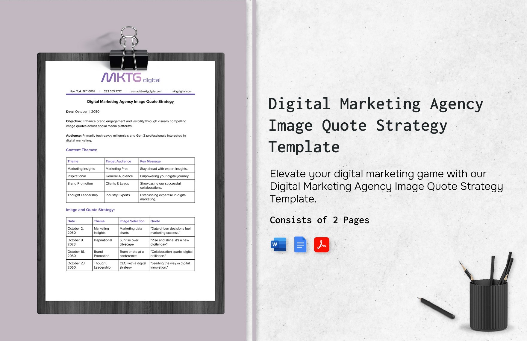 Digital Marketing Agency Image Quote Strategy Template