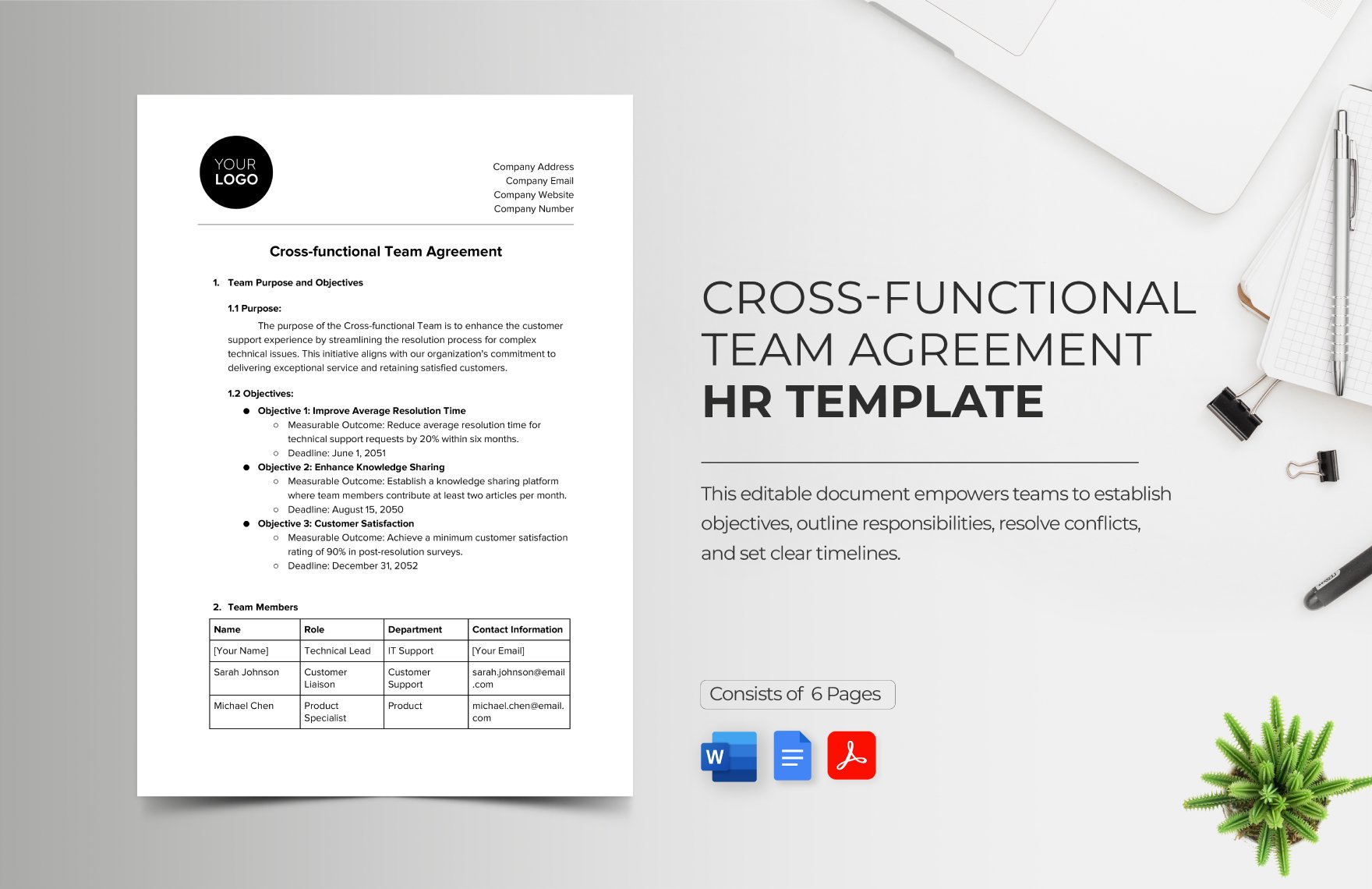 Cross-functional Team Agreement HR Template in Word, Google Docs, PDF