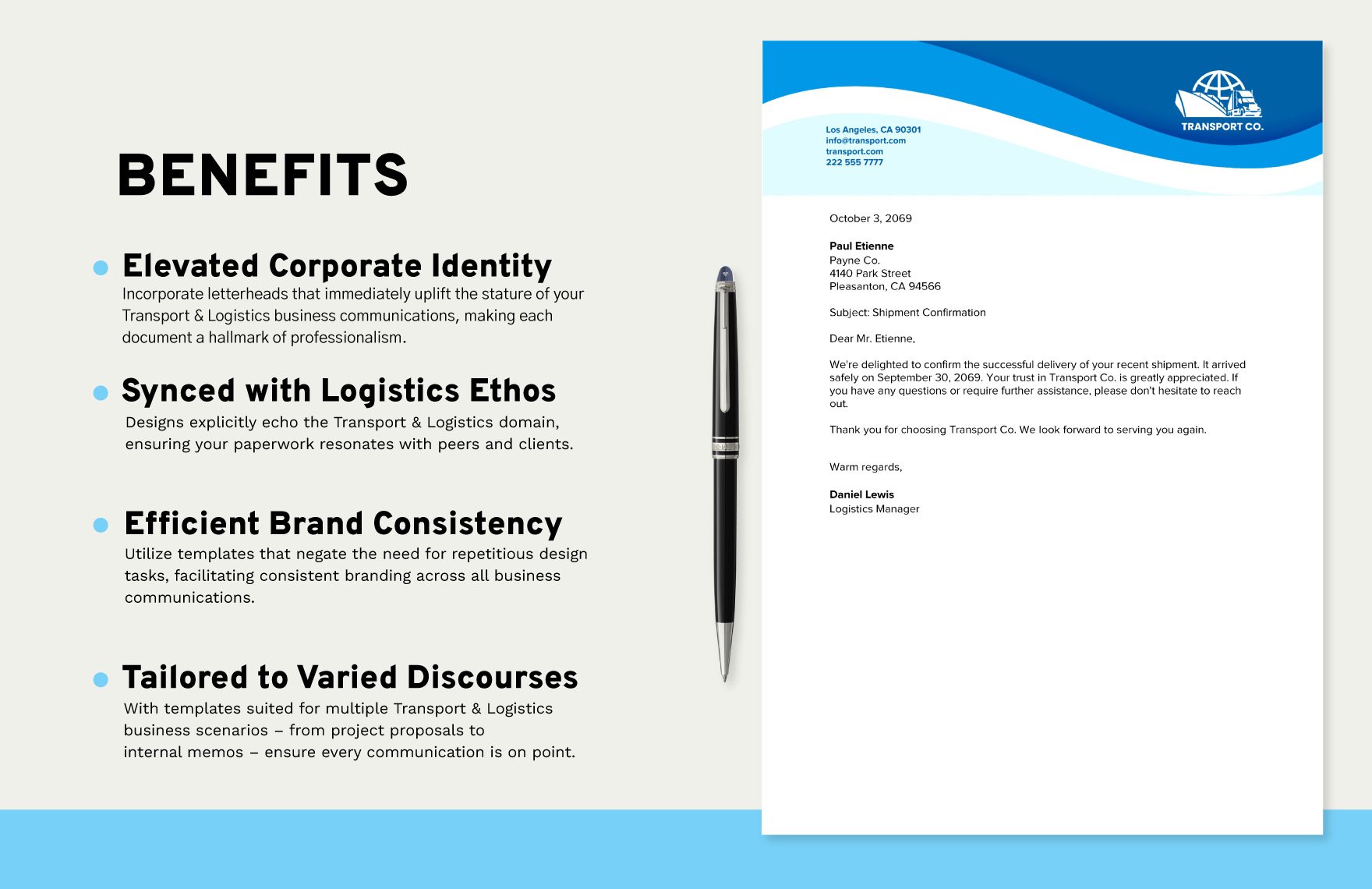 Transport and Logistics Freight Forwarding Company Letterhead Template