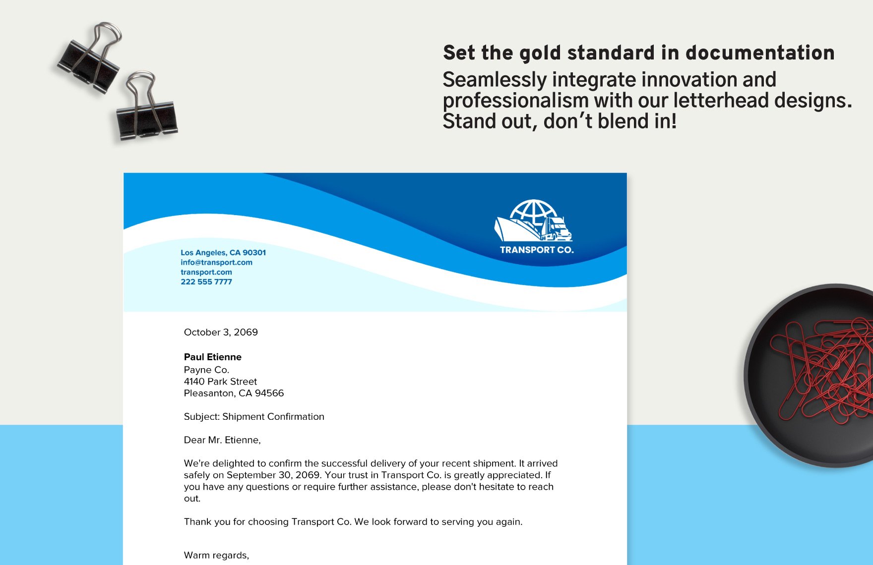 Transport and Logistics Freight Forwarding Company Letterhead Template