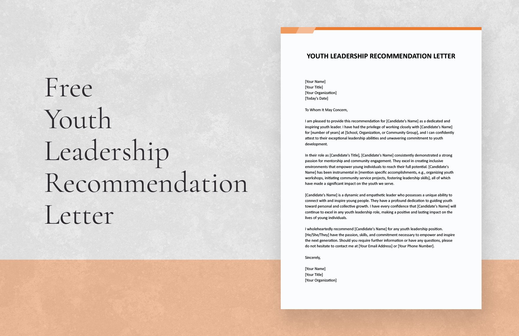 Youth Leadership Recommendation Letter