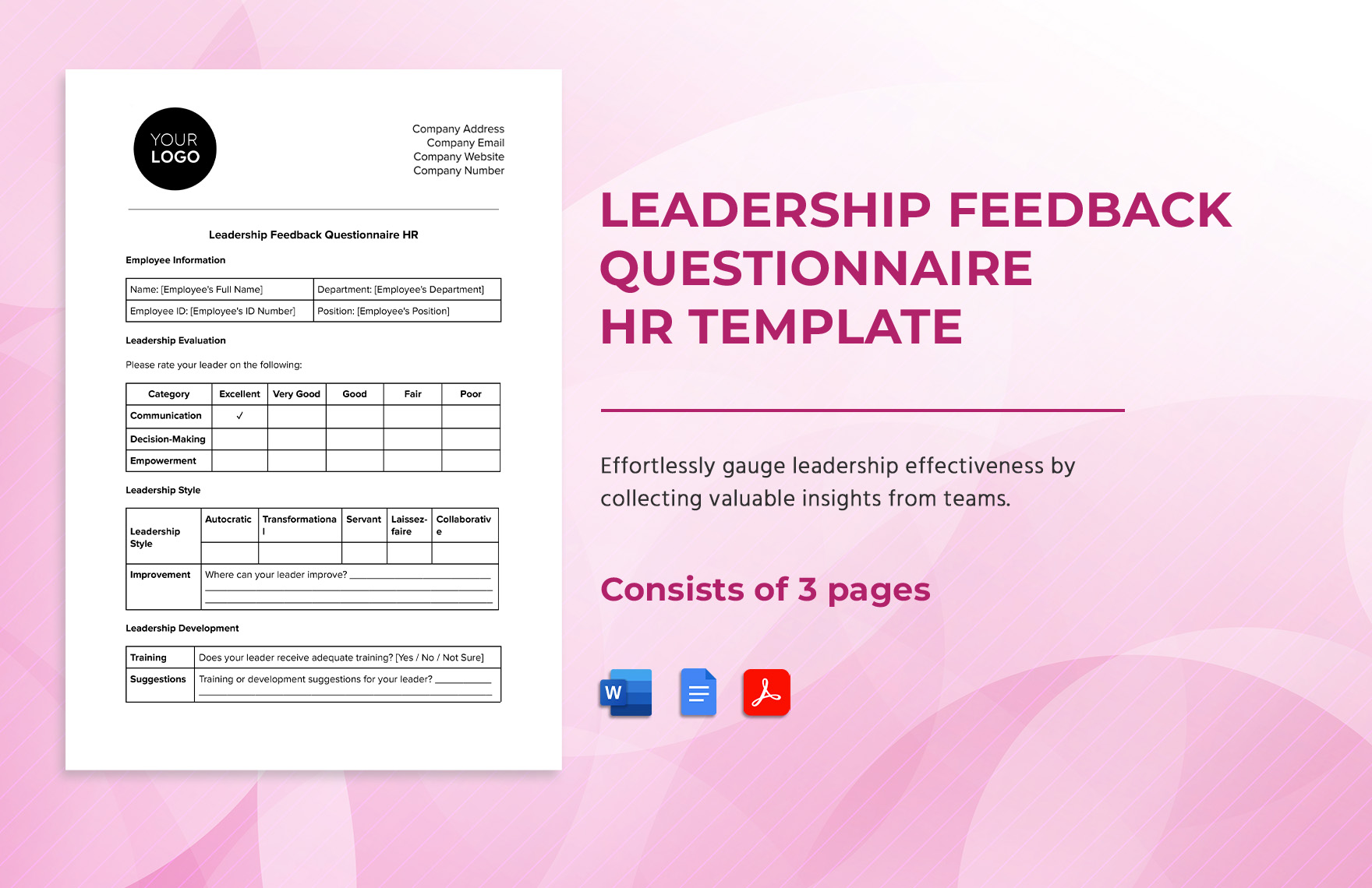 Leadership Feedback Questionnaire HR Template