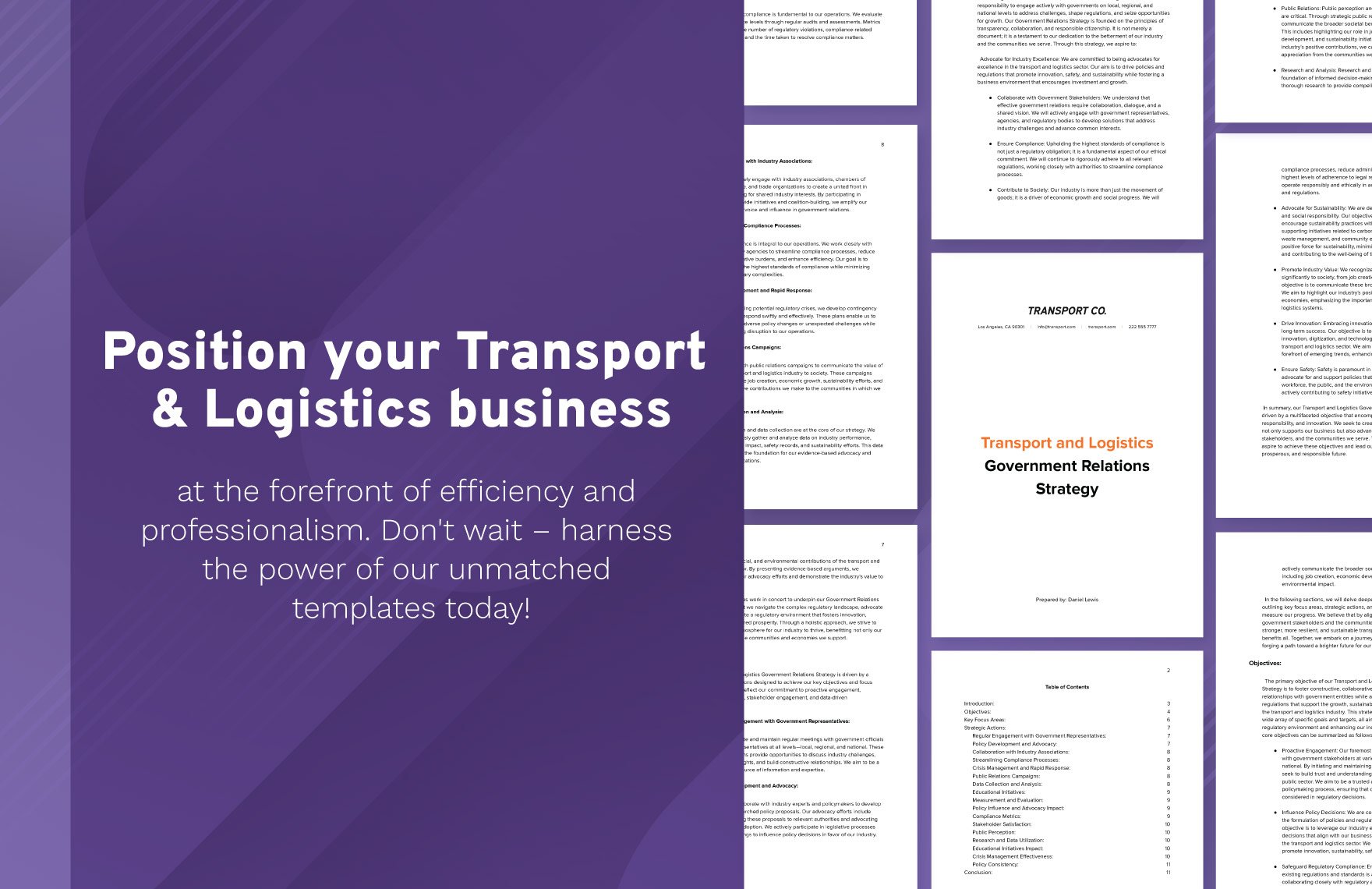 Transport and Logistics Government Relations Strategy Template