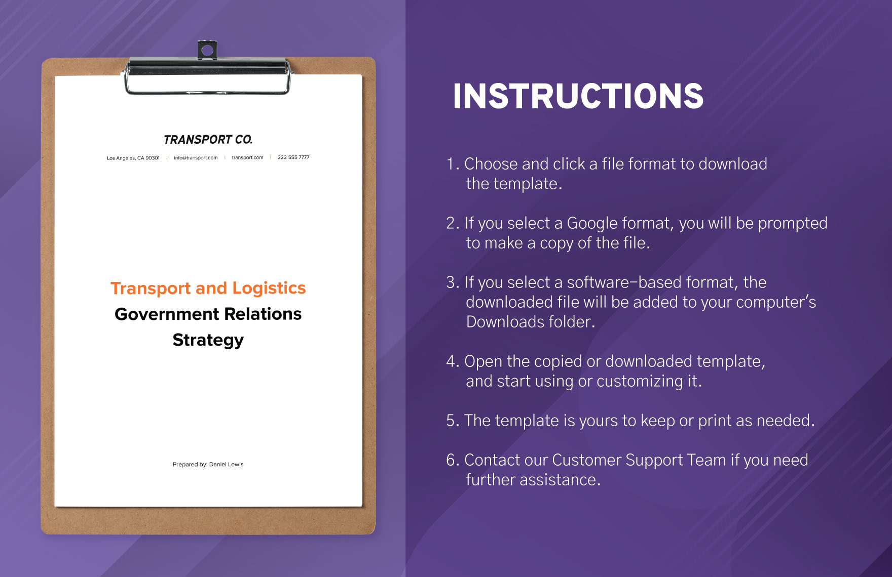 Transport and Logistics Government Relations Strategy Template