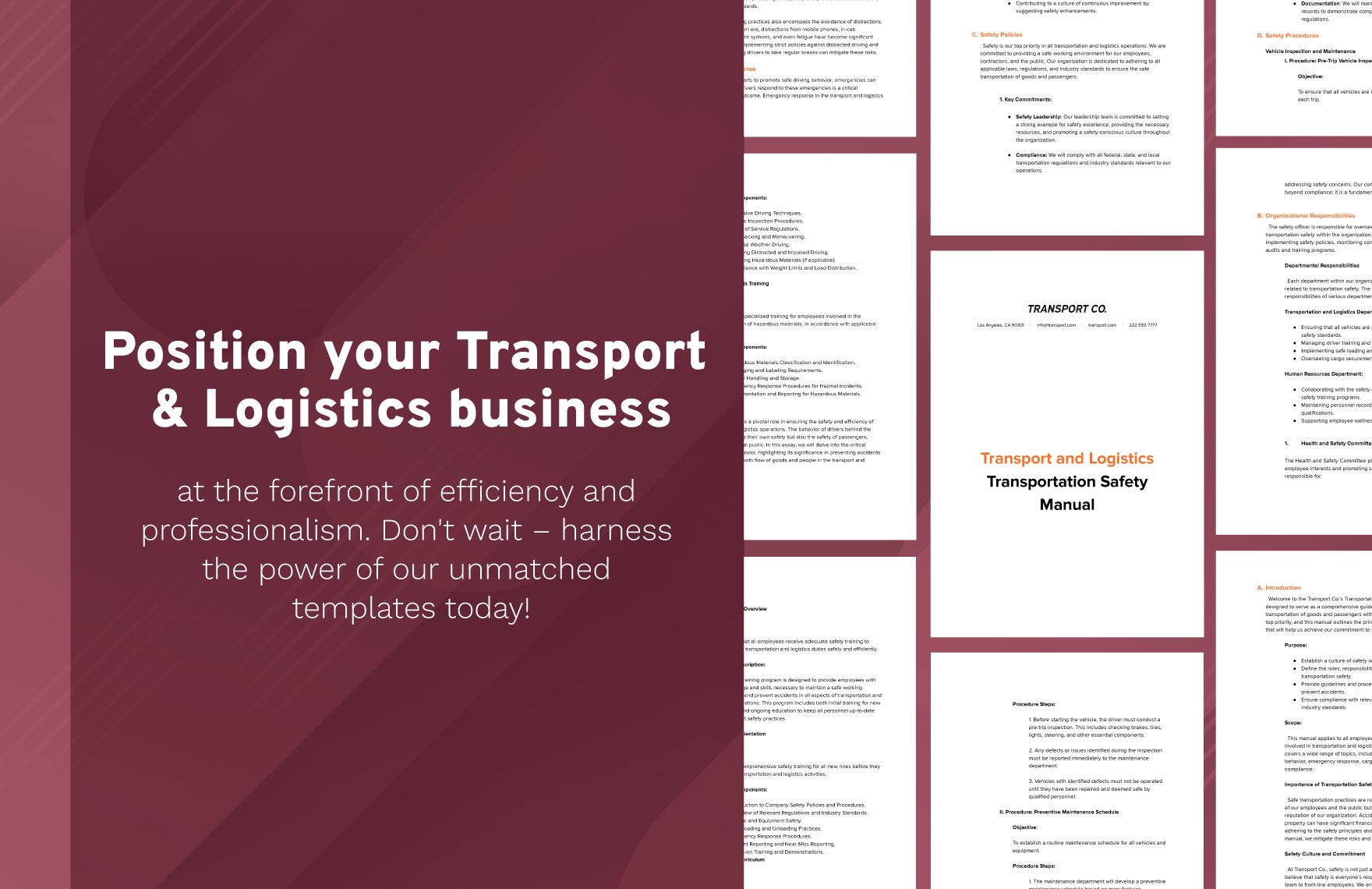 Transport and Logistics Transportation Safety Manual Template