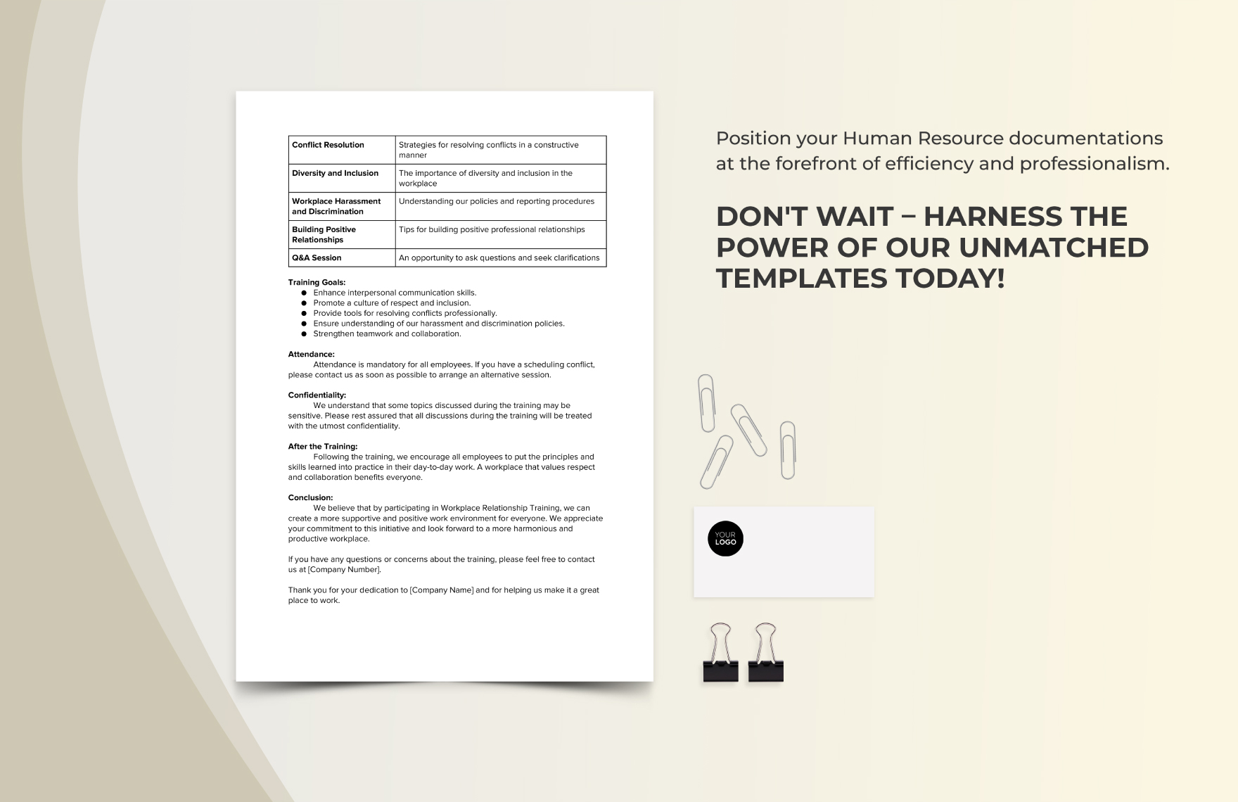 Workplace Relationship Training Memo HR Template