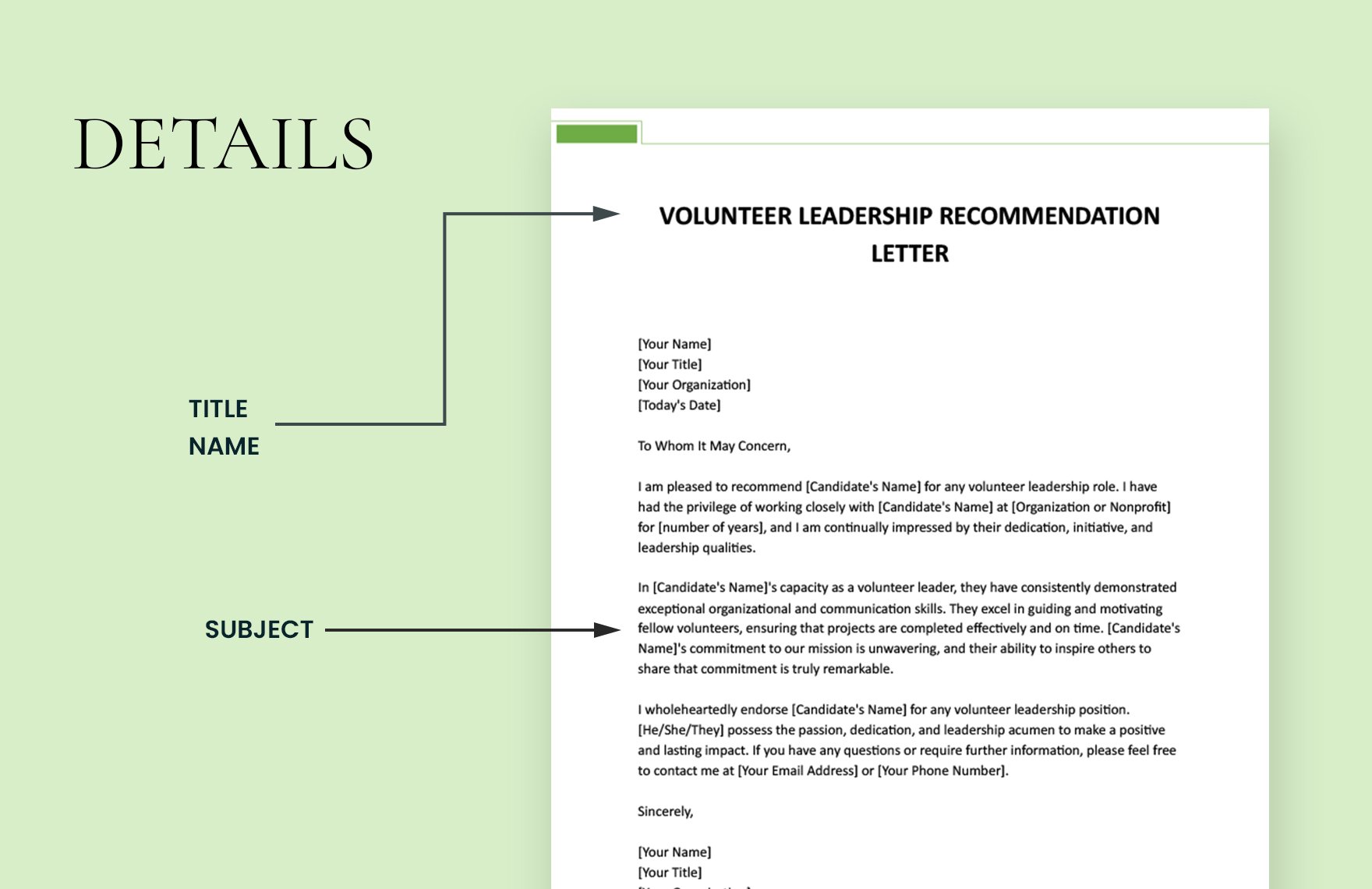 Volunteer Leadership Recommendation Letter