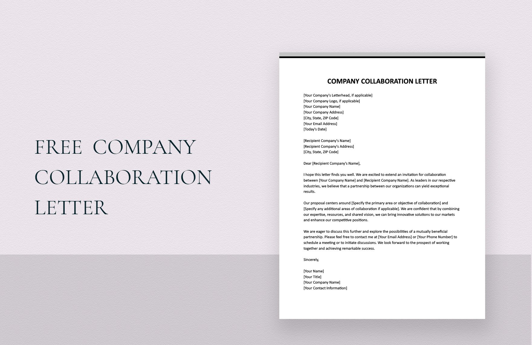 Company Collaboration Letter in Word, Google Docs