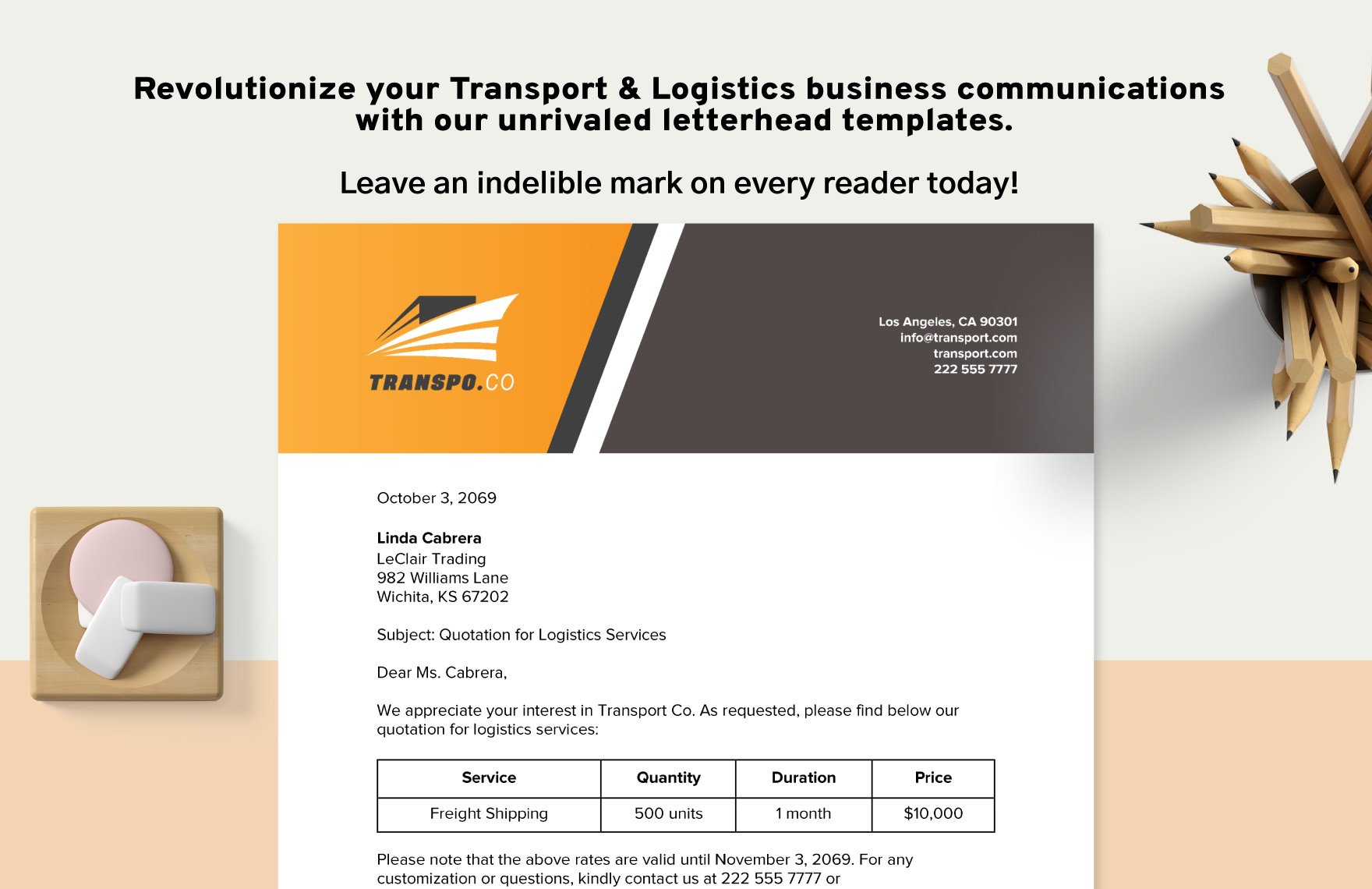 Transport and Logistics Shipping Services Business Letterhead Template