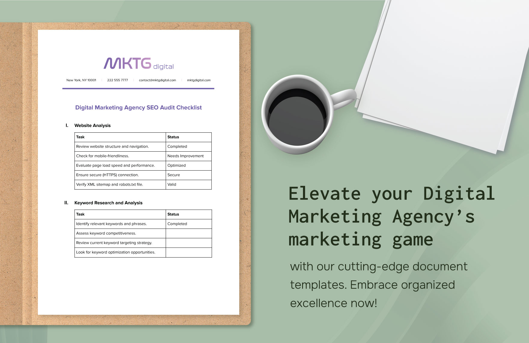 Digital Marketing Agency SEO Audit Checklist Template