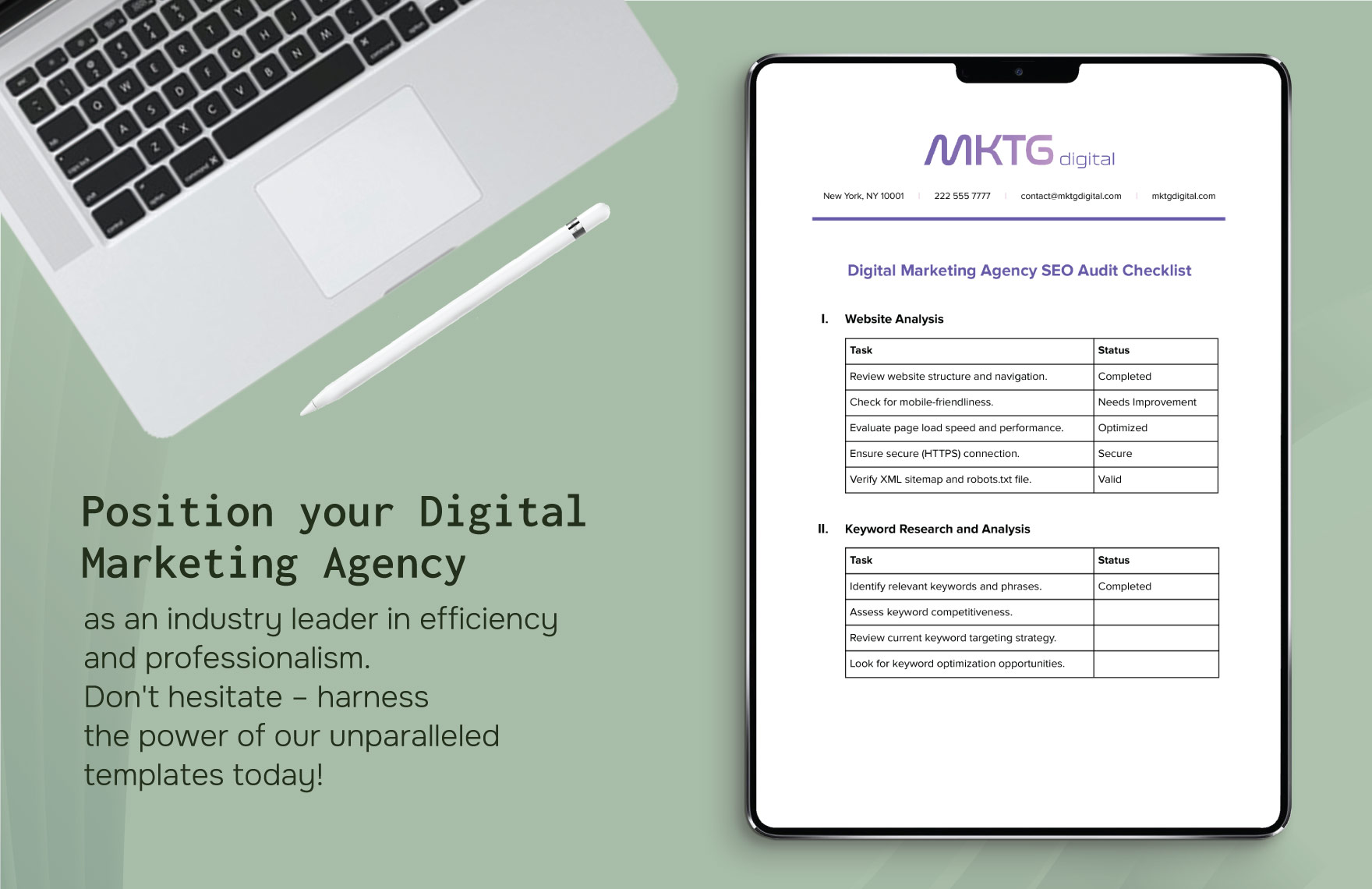 Digital Marketing Agency SEO Audit Checklist Template