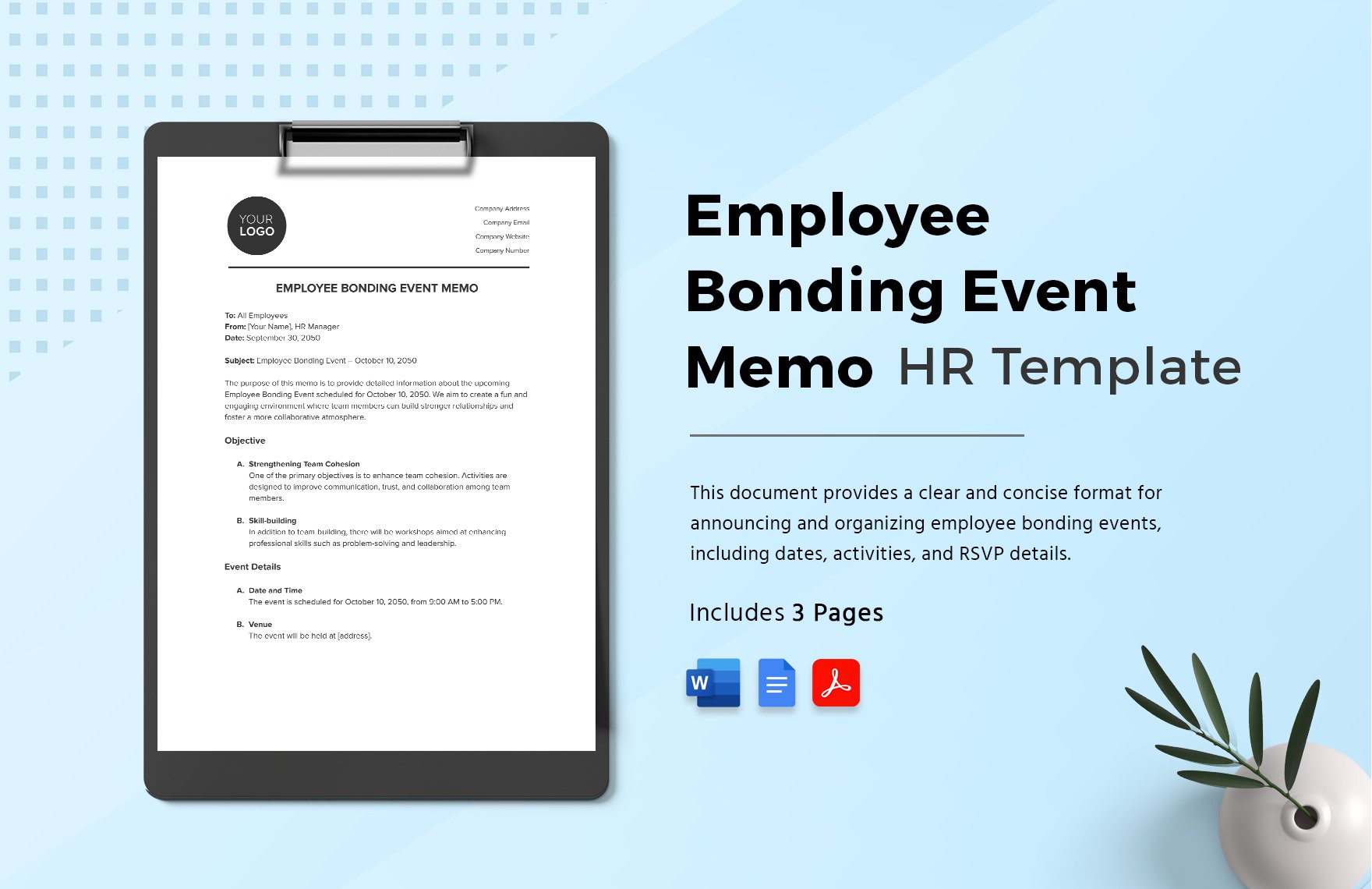 Employee Bonding Event Memo HR Template