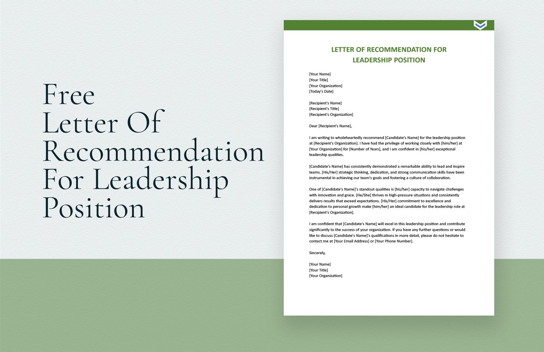 Letter Of Recommendation For Leadership Position
