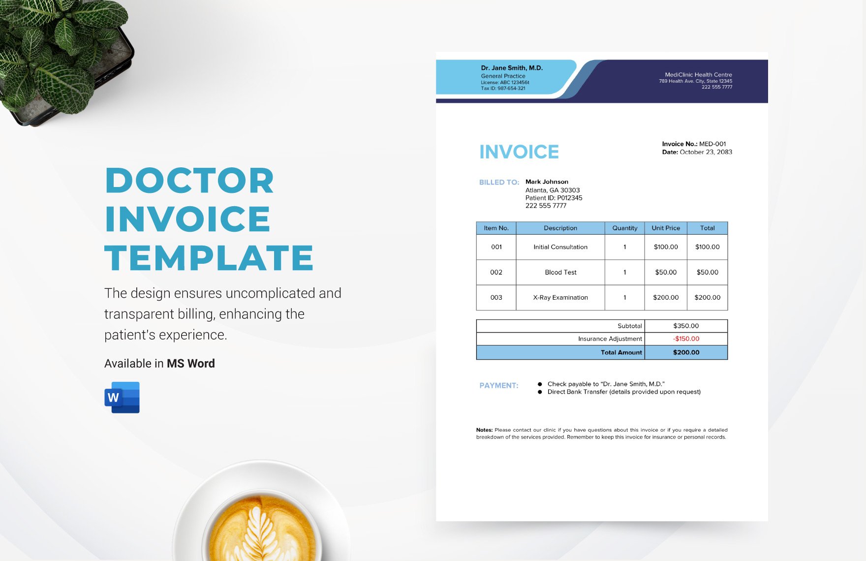 Free Doctor Invoice Template in Word