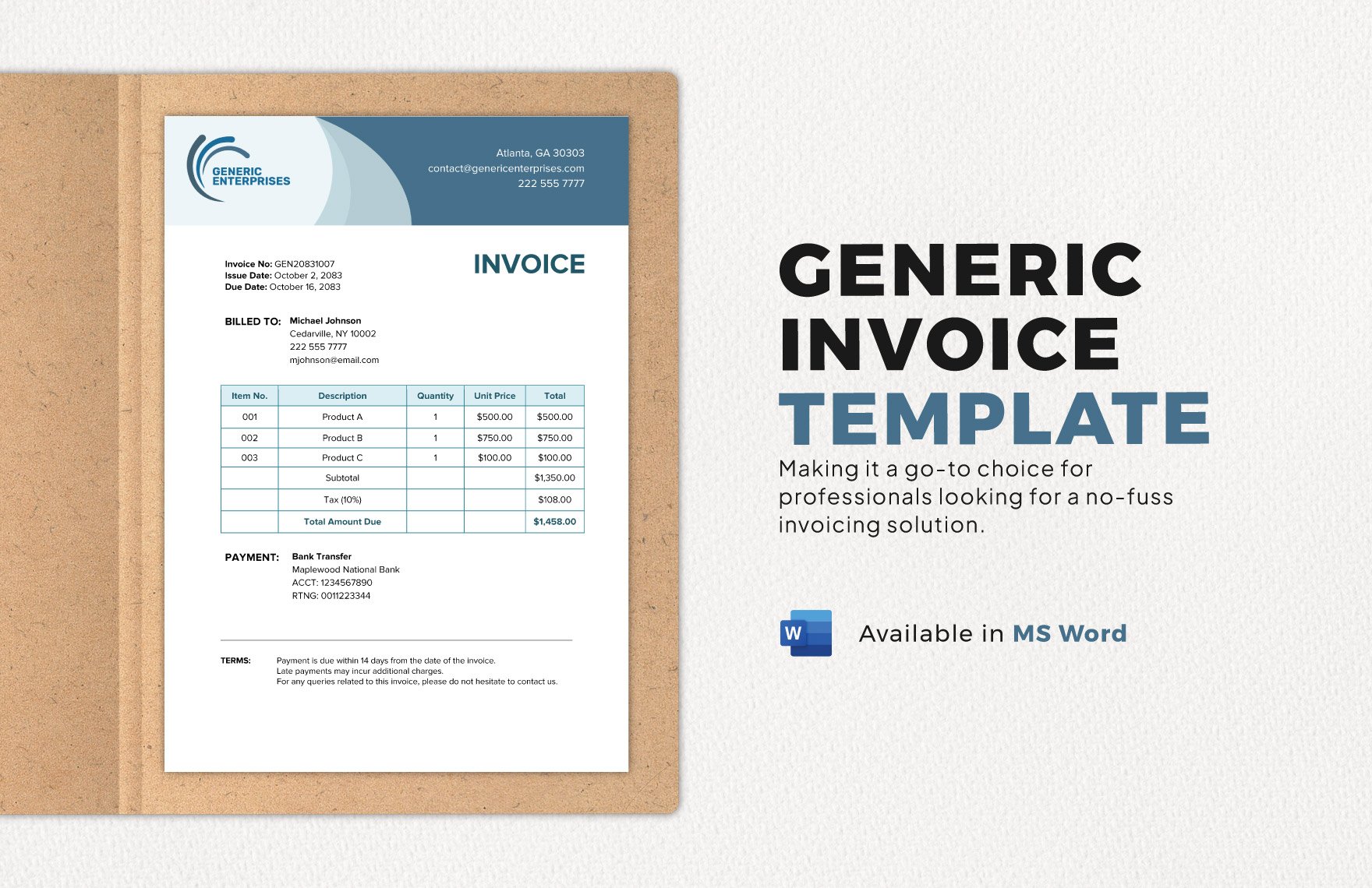 Generic Invoice Template in Word