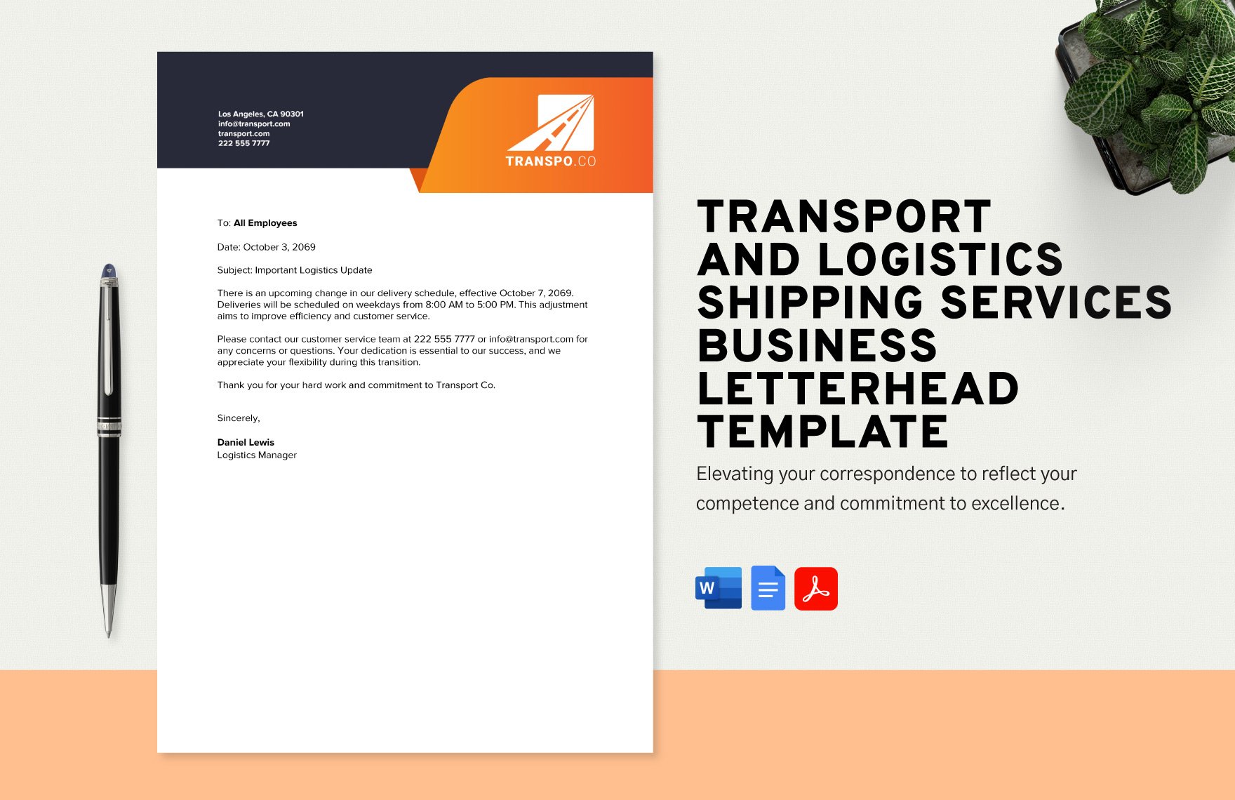 Transport and Logistics Corporate Letterhead Template