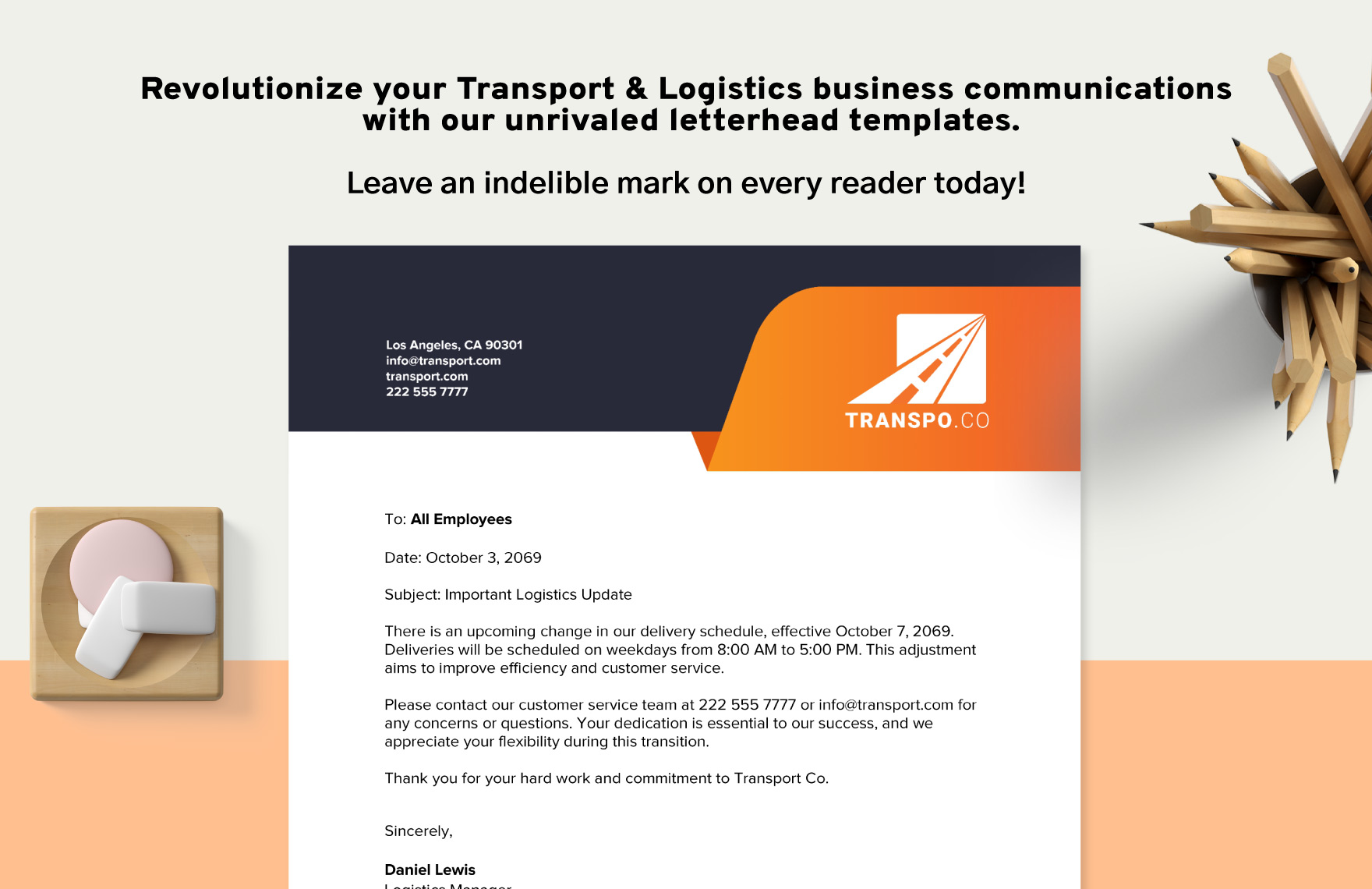 Transport and Logistics Corporate Letterhead Template