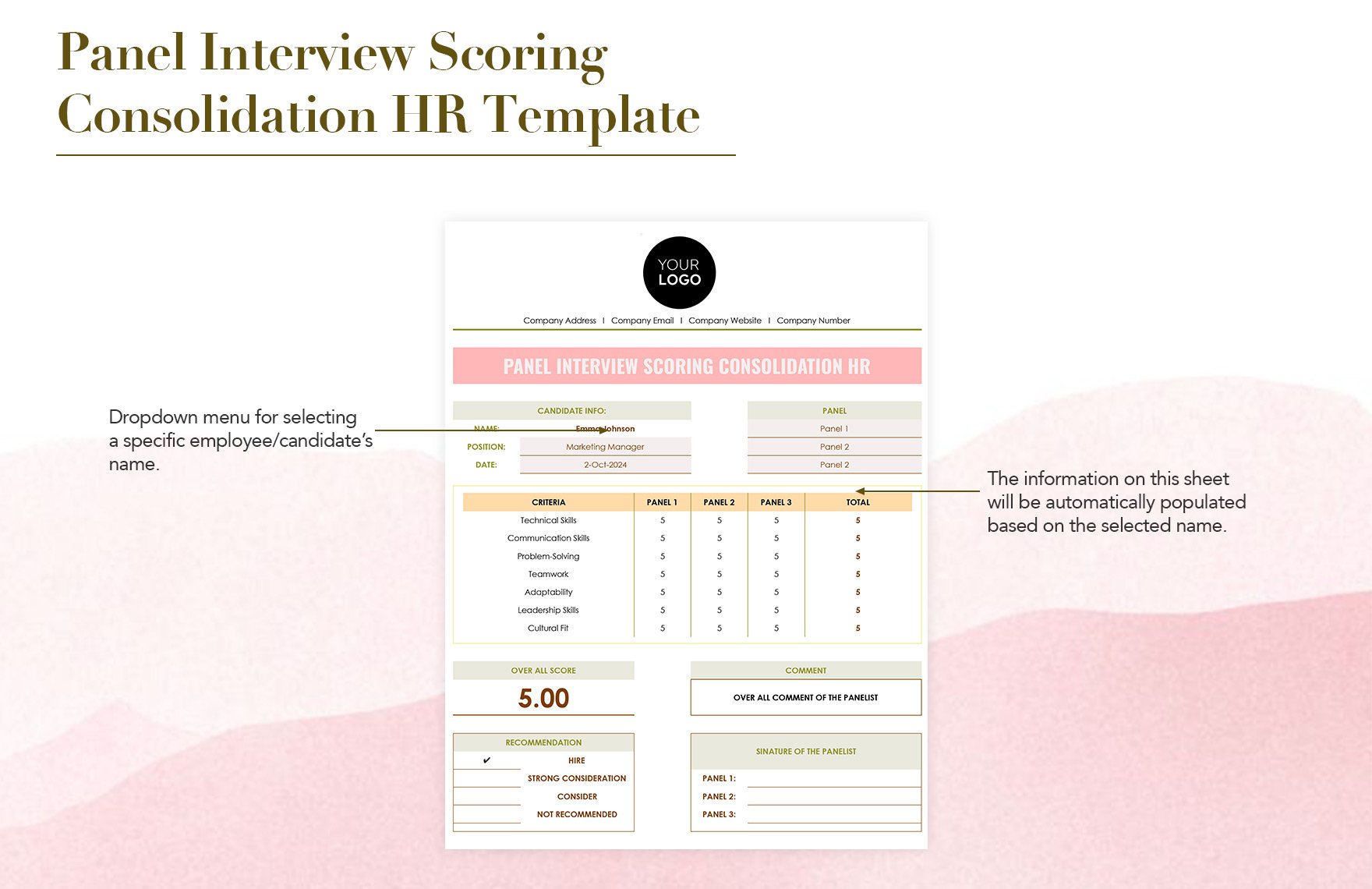 Panel Interview Scoring Consolidation HR Template
