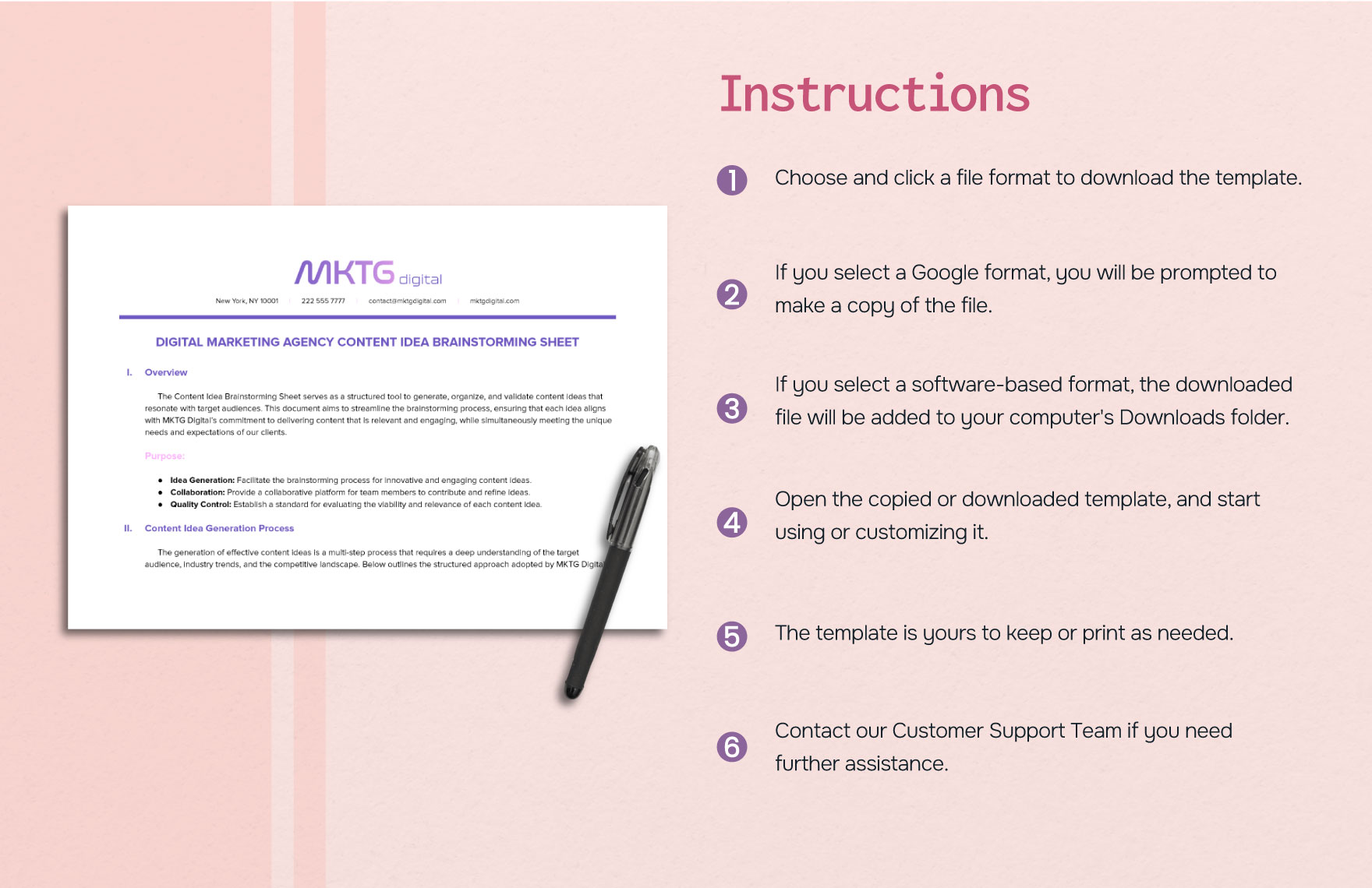 Digital Marketing Agency Content Idea Brainstorming Sheet Template