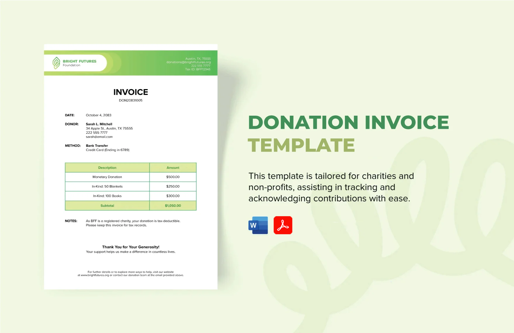 Free Donation Invoice Template