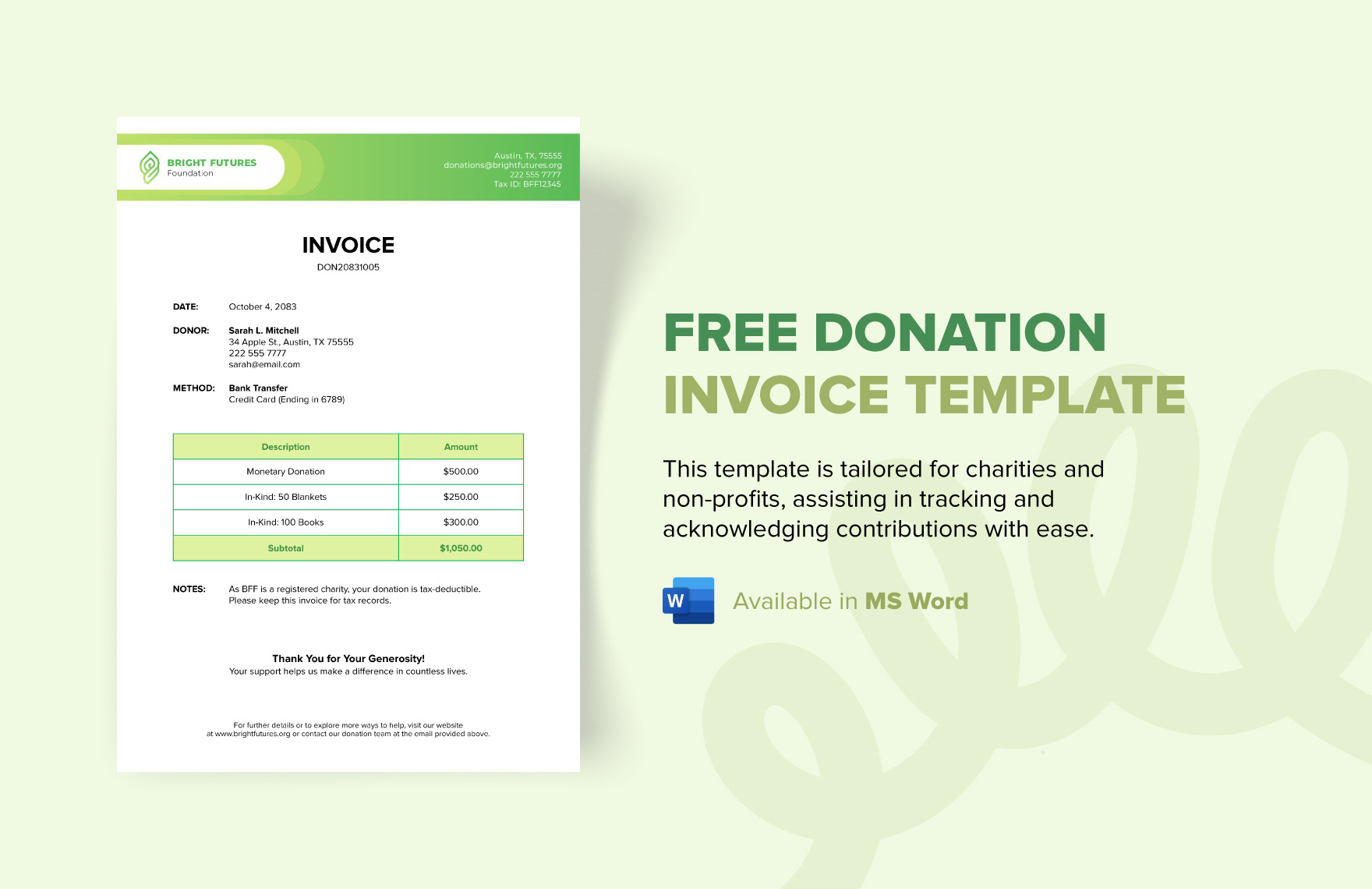 Donation Invoice Template