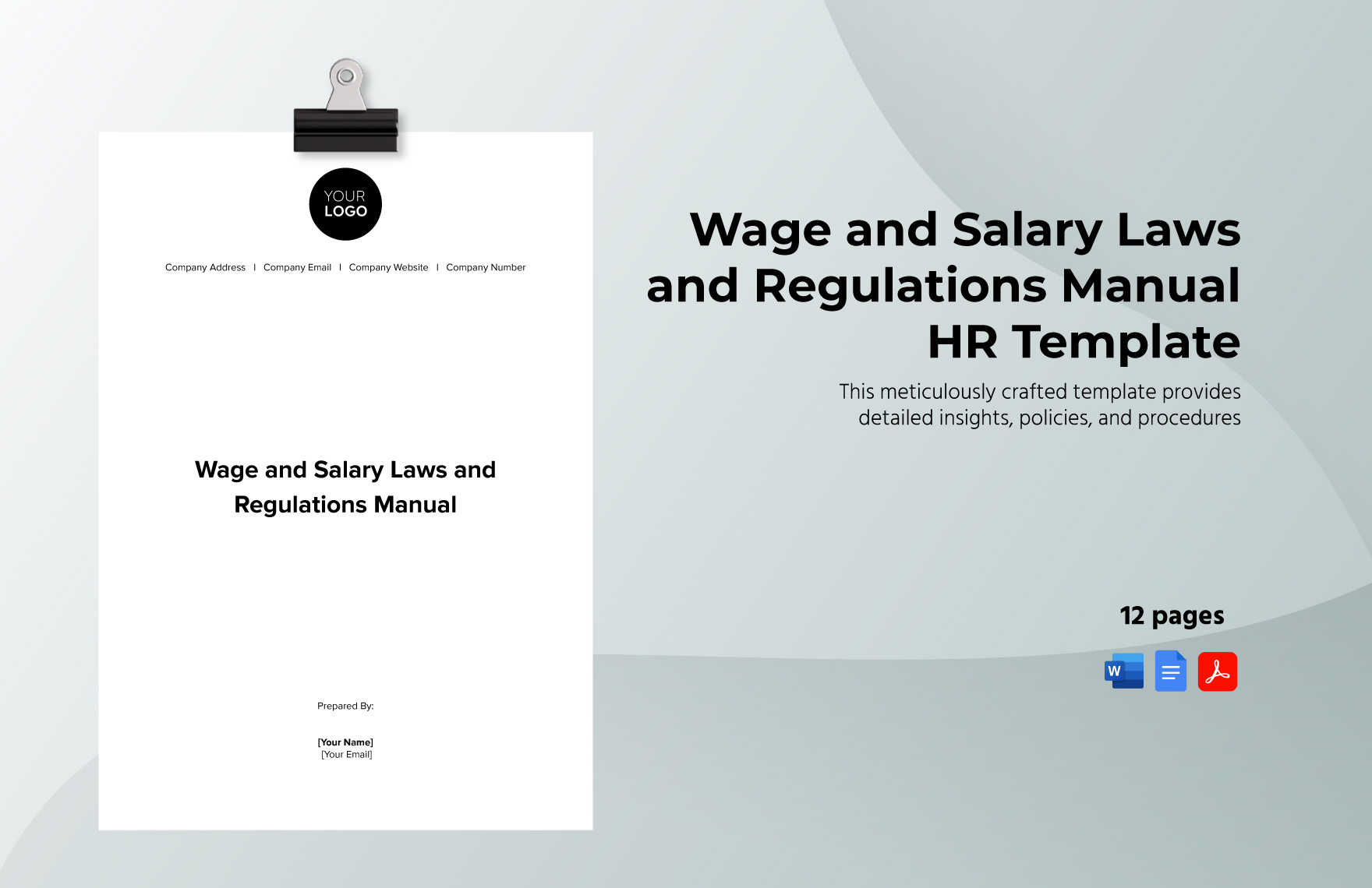 Wage and Salary Laws and Regulations Manual HR Template - Download in ...