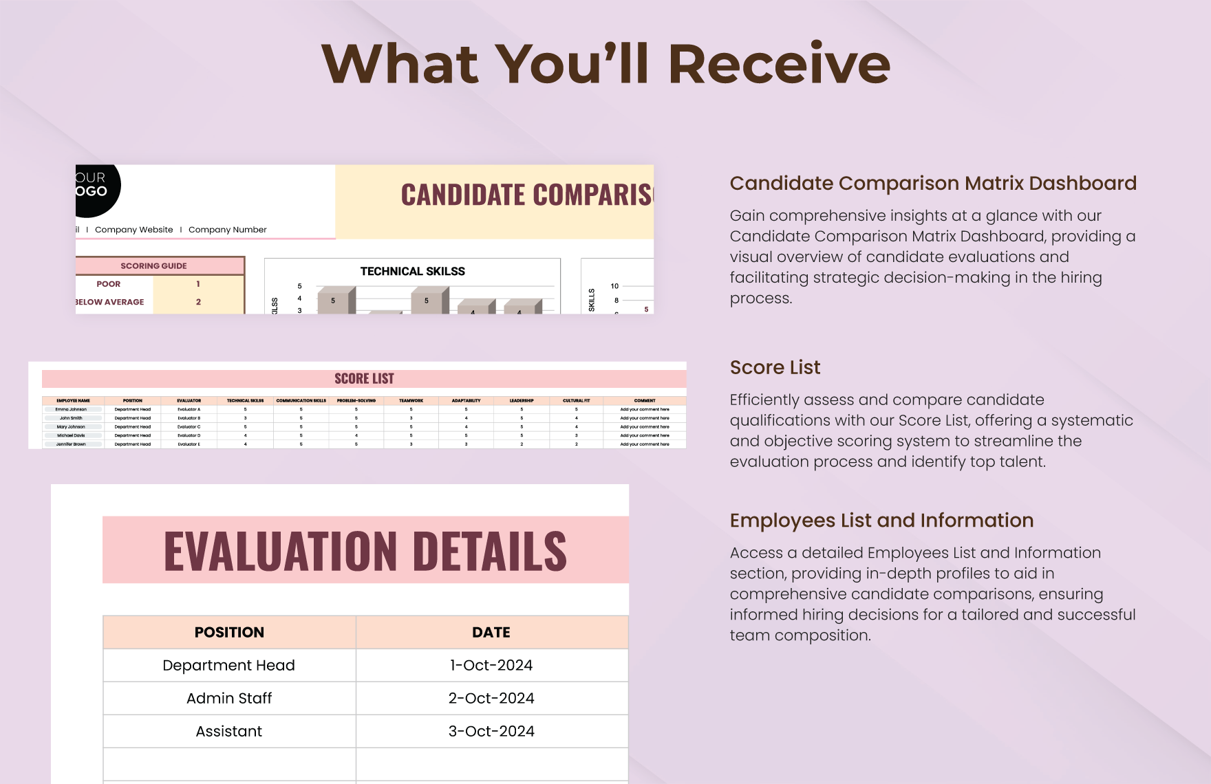 Candidate Comparison Matrix HR Template