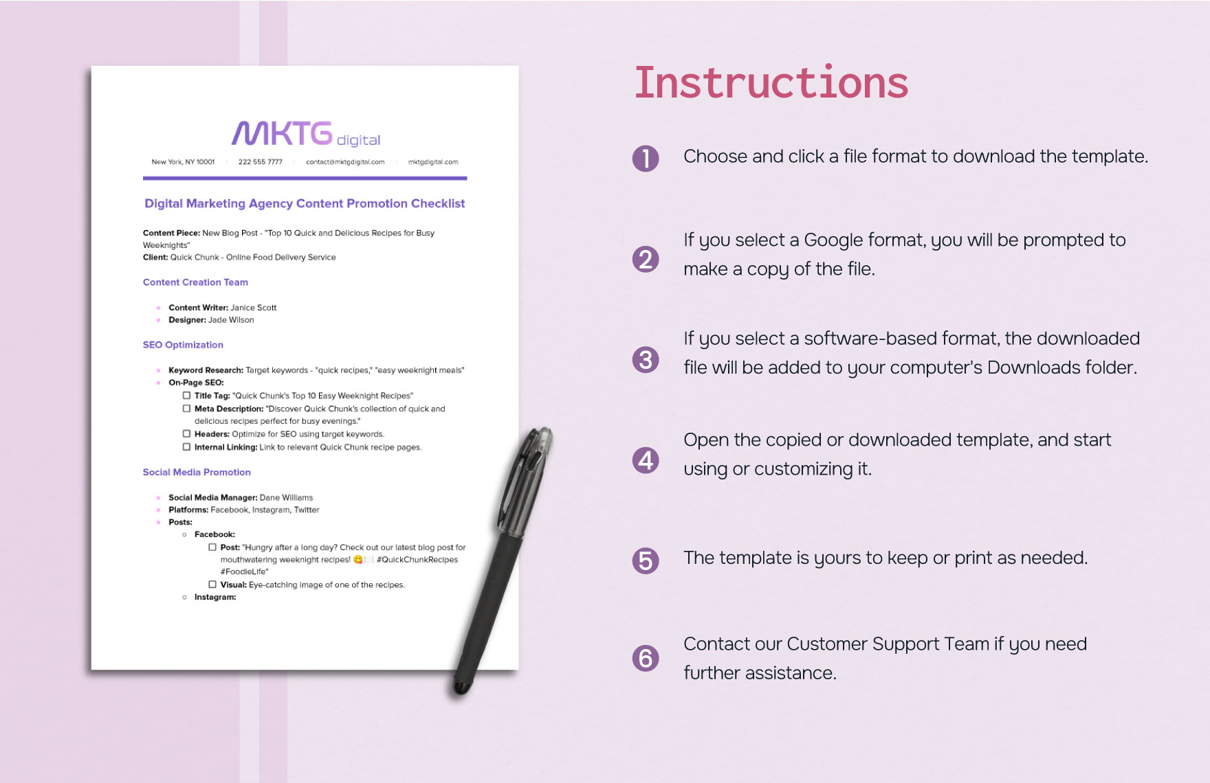 Digital Marketing Agency Content Promotion Checklist Template