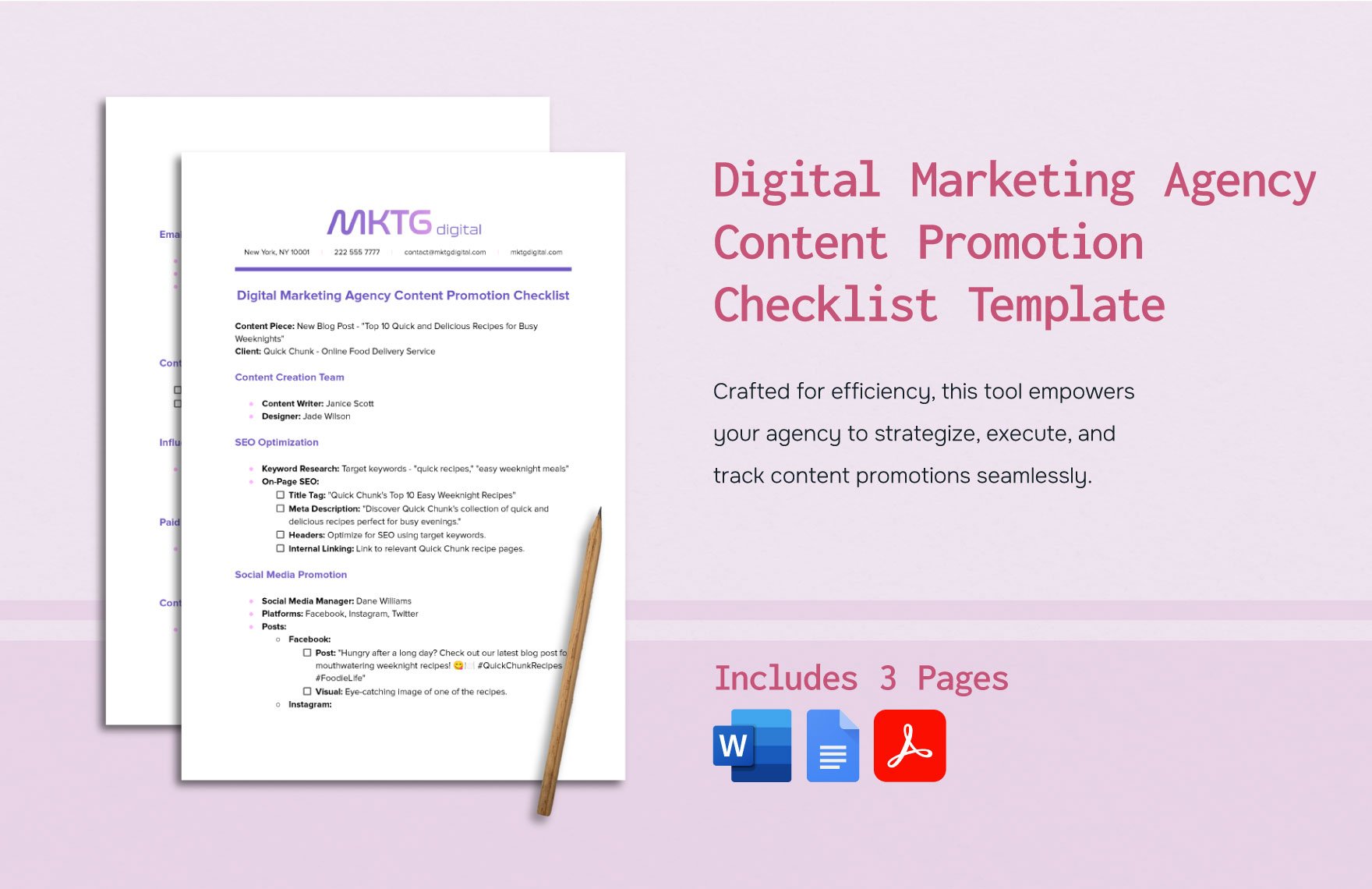 Digital Marketing Agency Content Promotion Checklist Template in Word, Google Docs, PDF