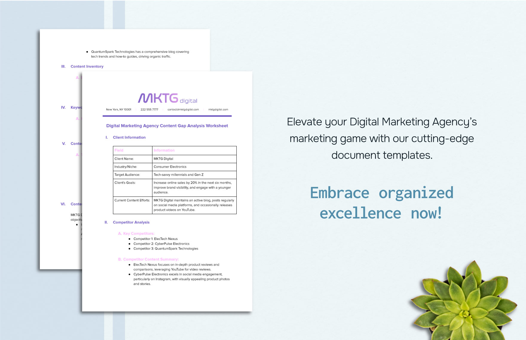Digital Marketing Agency Content Gap Analysis Worksheet Template