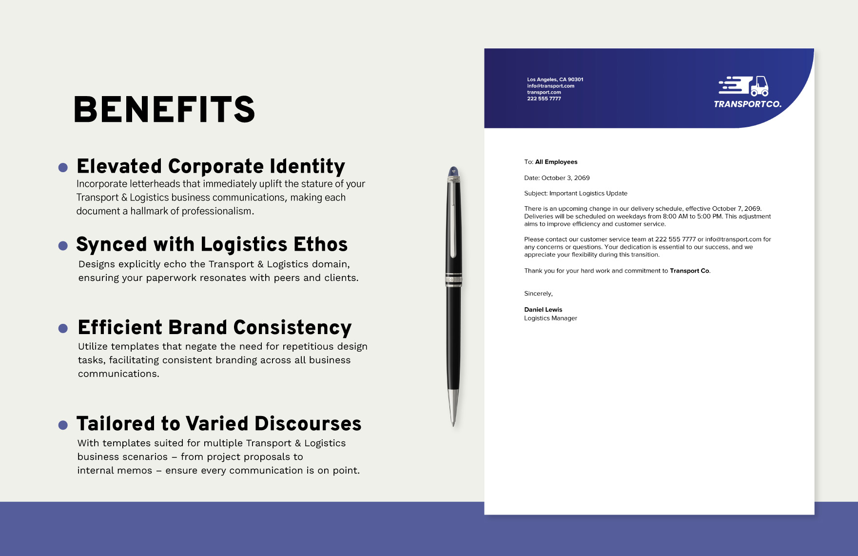 Transport and Logistics Warehouse and Distribution Letterhead Template