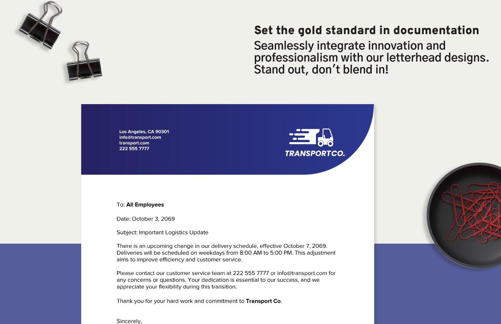 Transport and Logistics Warehouse and Distribution Letterhead Template