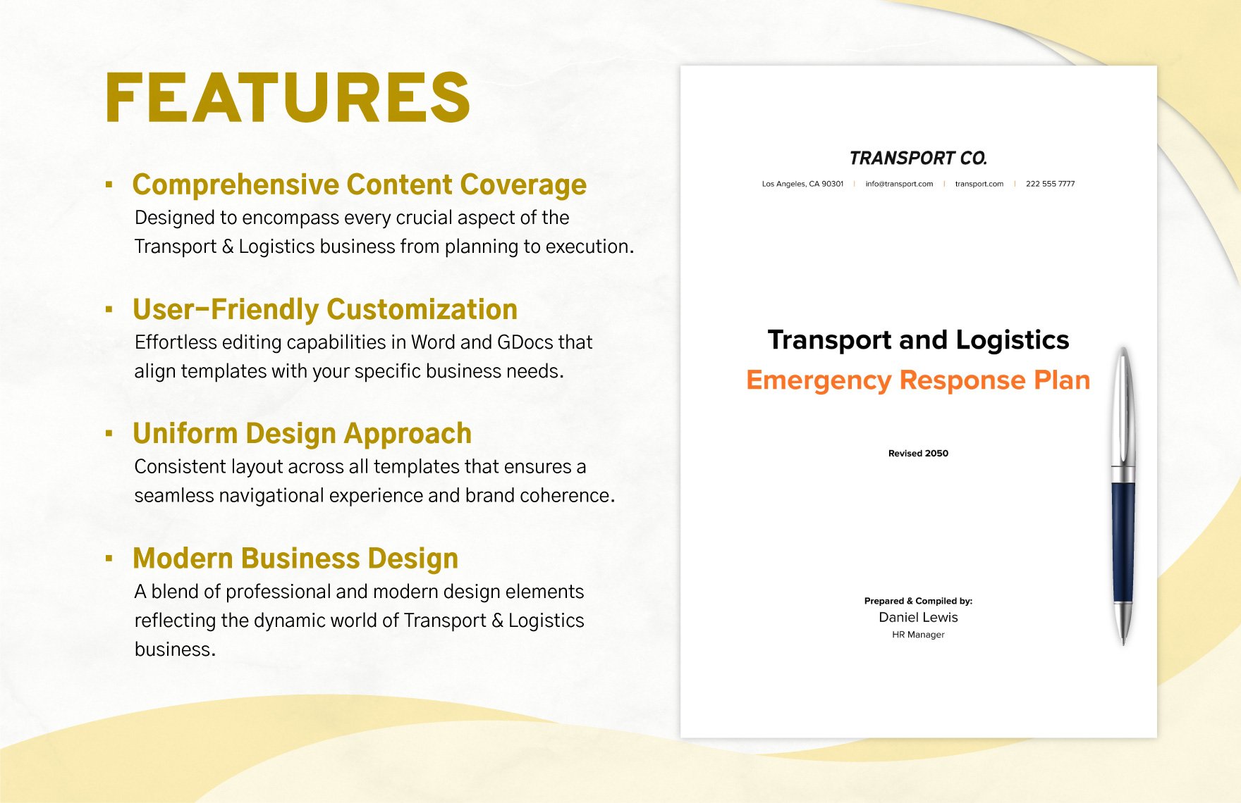 Transport and Logistics Emergency Response Plan Template