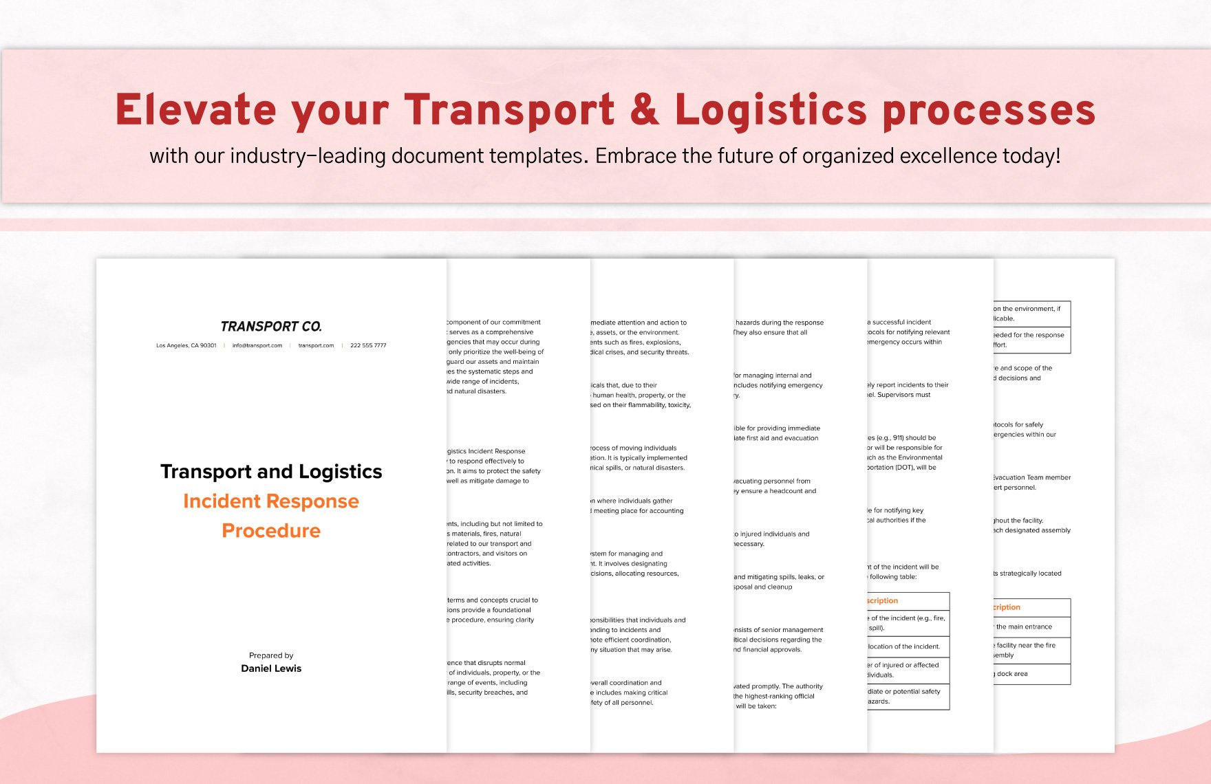 Transport and Logistics Incident Response Procedure Template