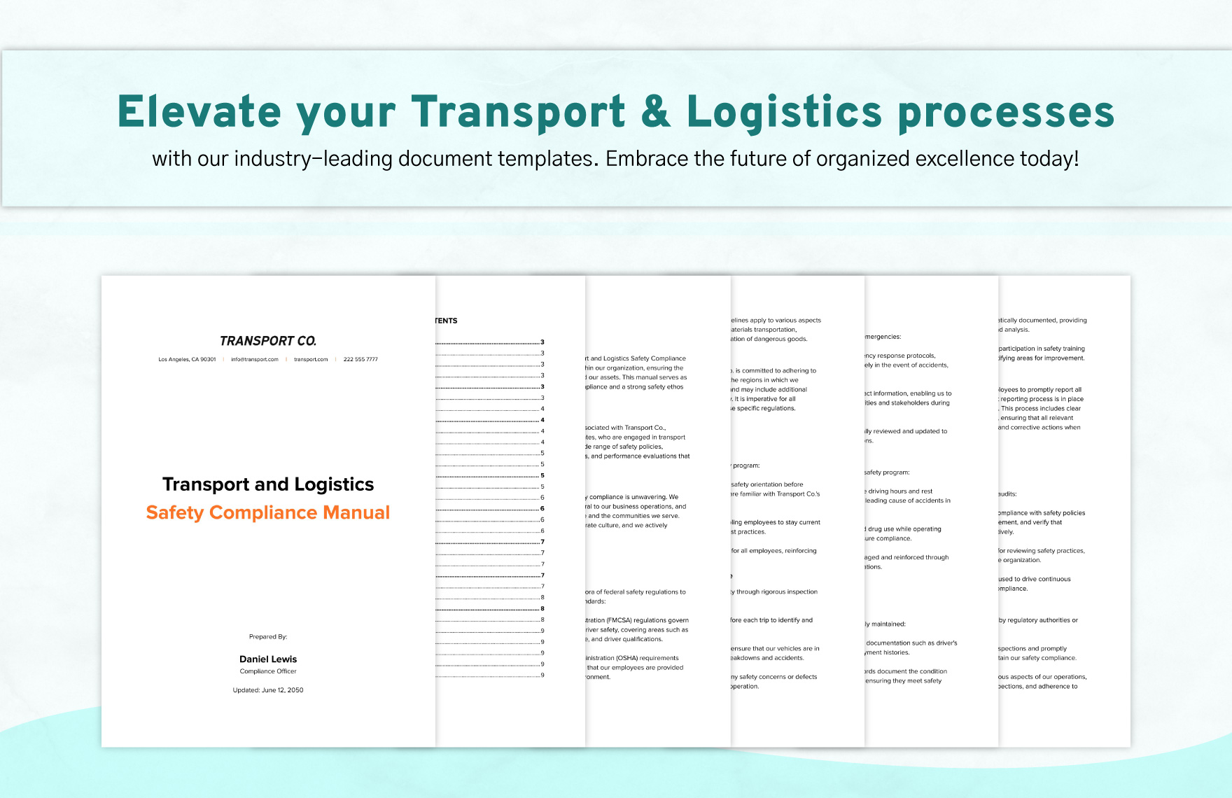 Transport and Logistics Safety Compliance Manual Template