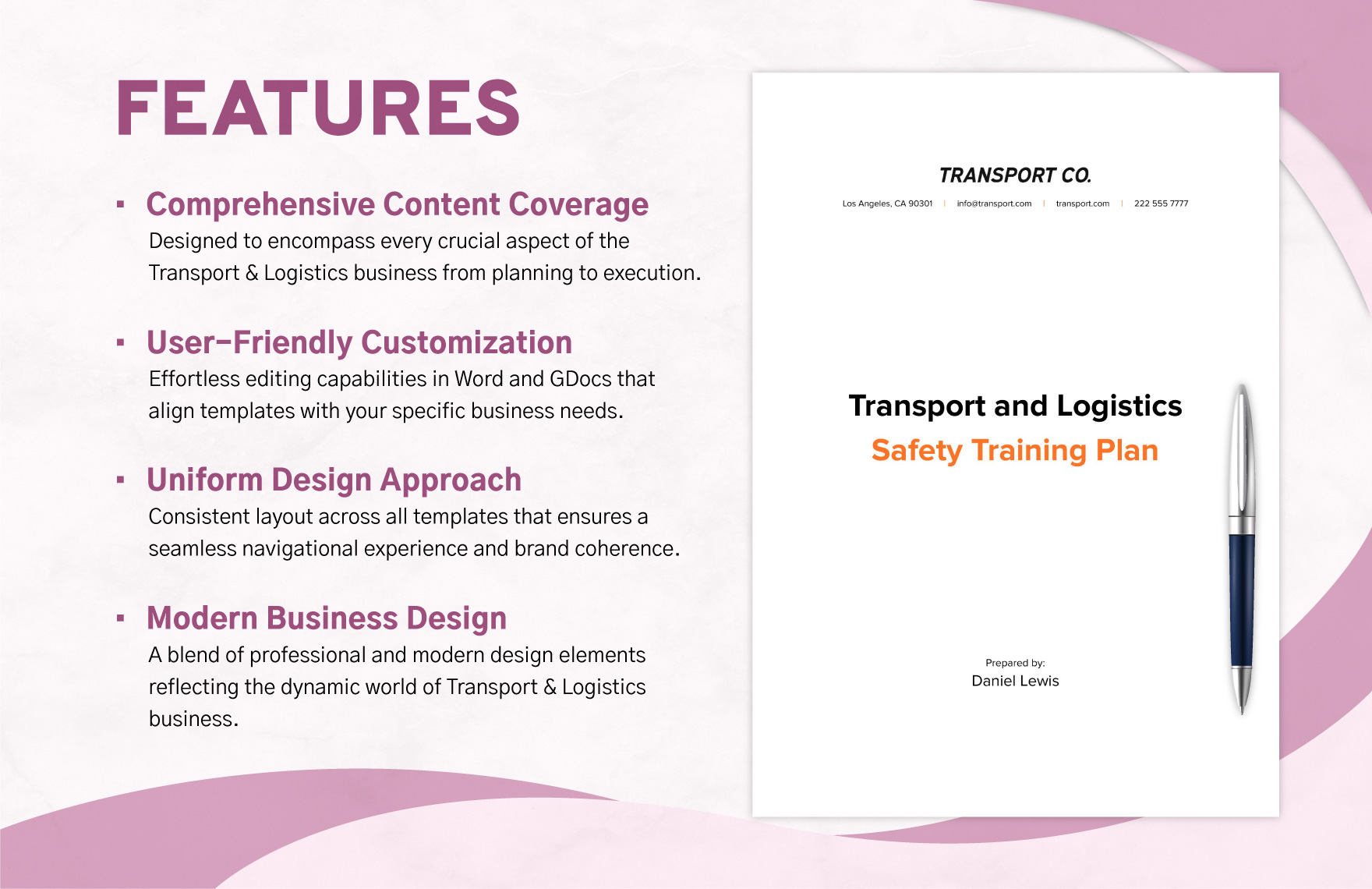 Transport and Logistics Safety Training Plan Template