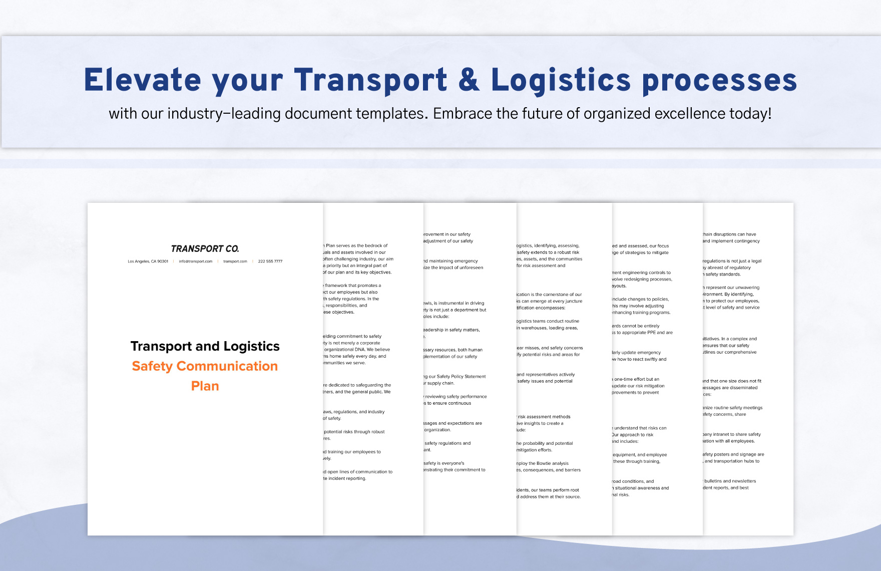 Transport and Logistics Safety Communication Plan Template