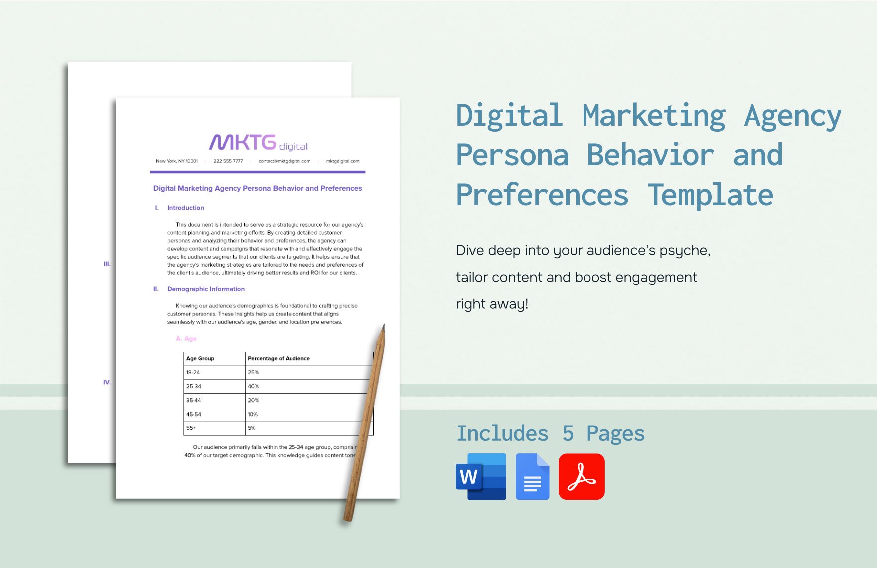 Digital Marketing Agency Persona Behavior and Preferences Template