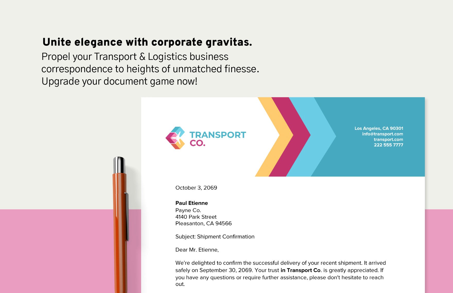 Transport and Logistics International Shipping Letterhead Template