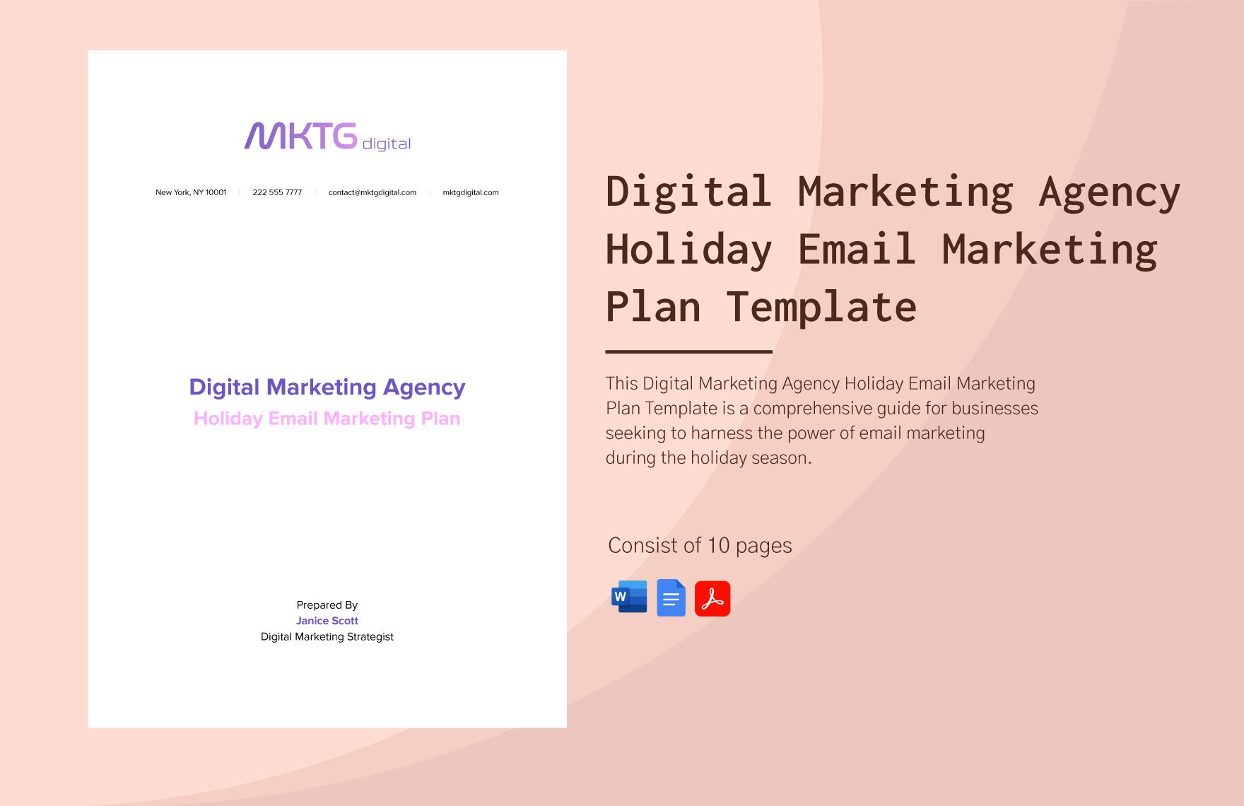 Digital Marketing Agency Holiday Email Marketing Plan Template