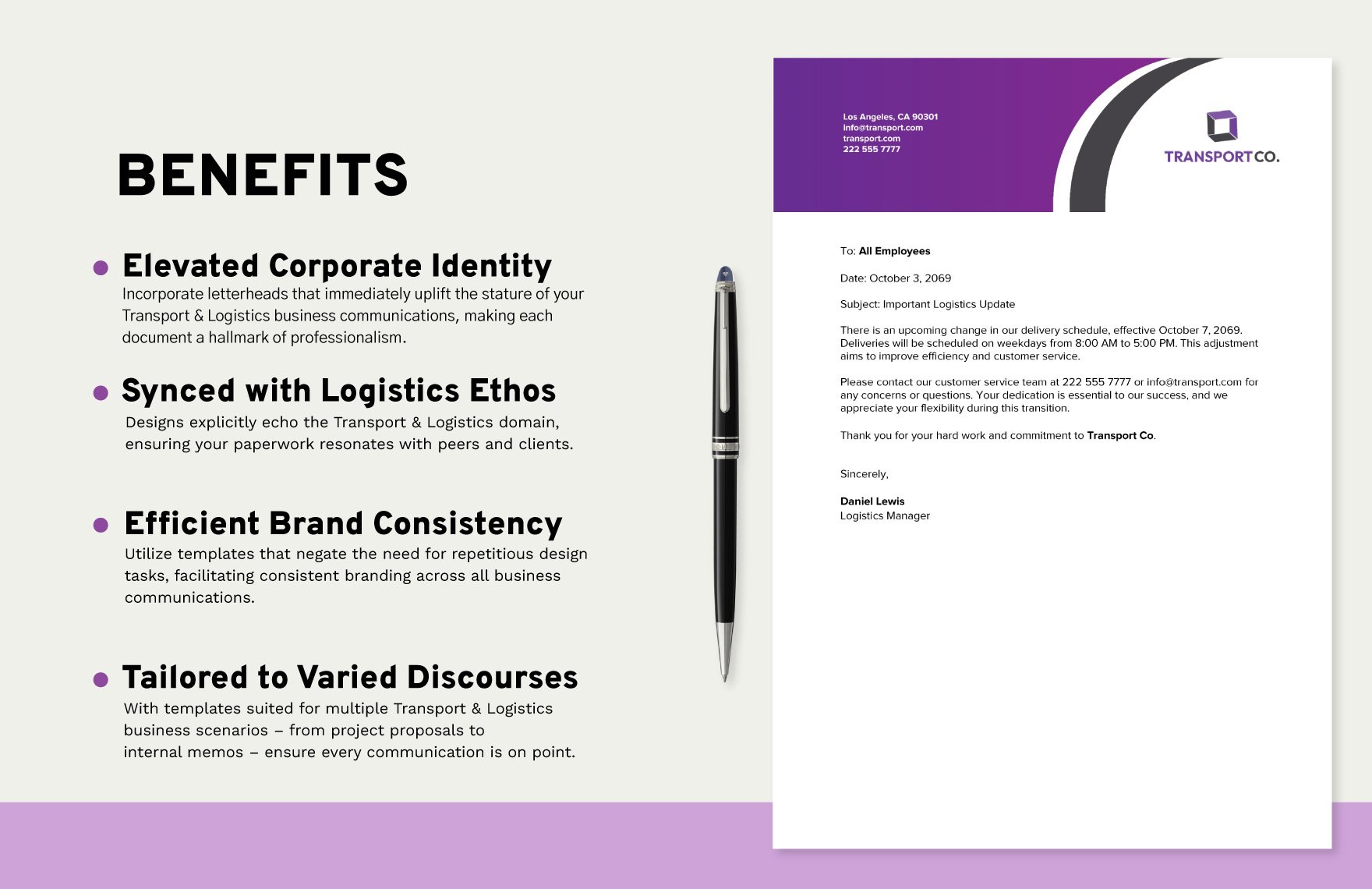 Transport and Logistics Courier and Express Delivery Letterhead Template