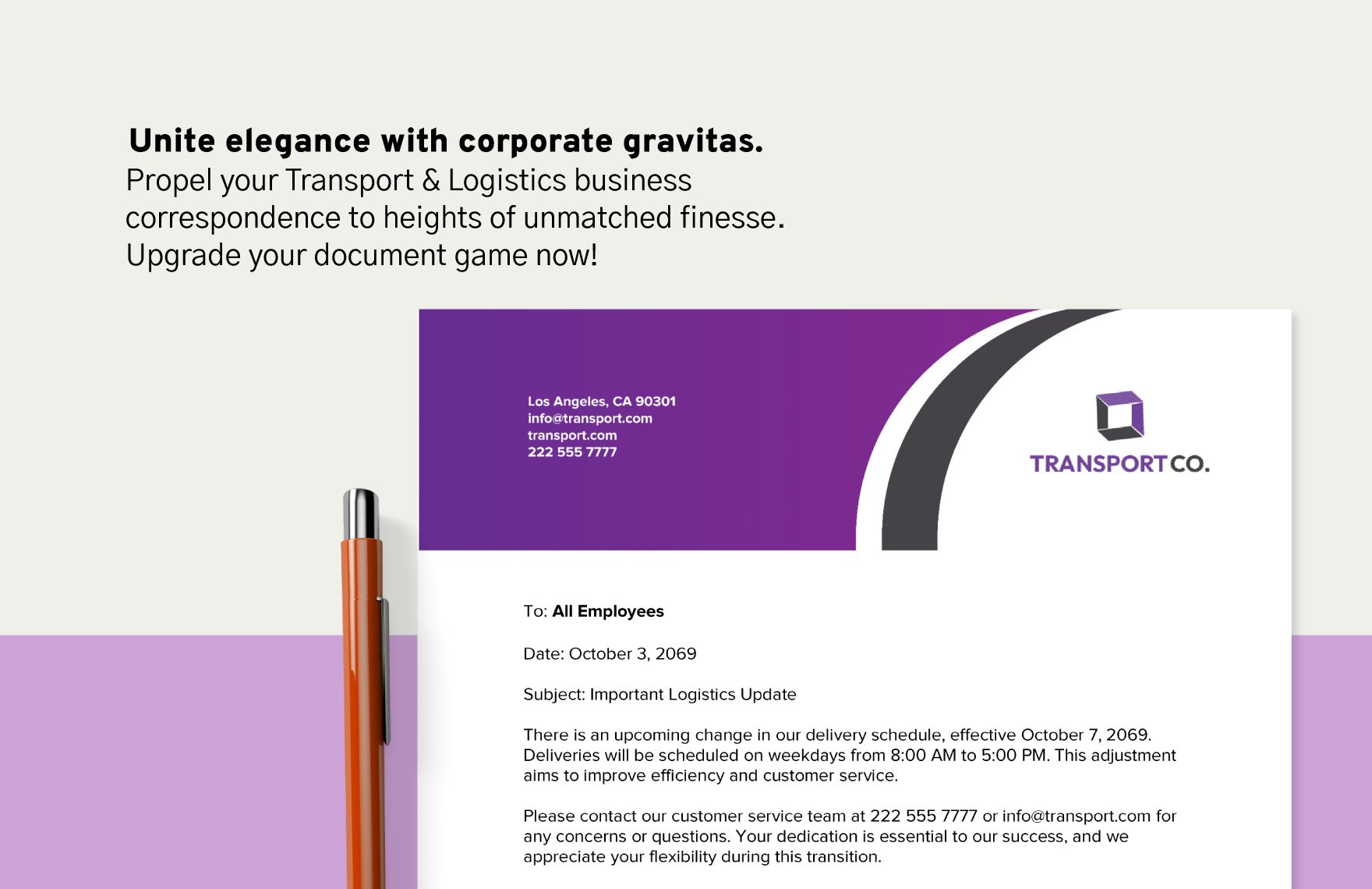 Transport and Logistics Courier and Express Delivery Letterhead Template